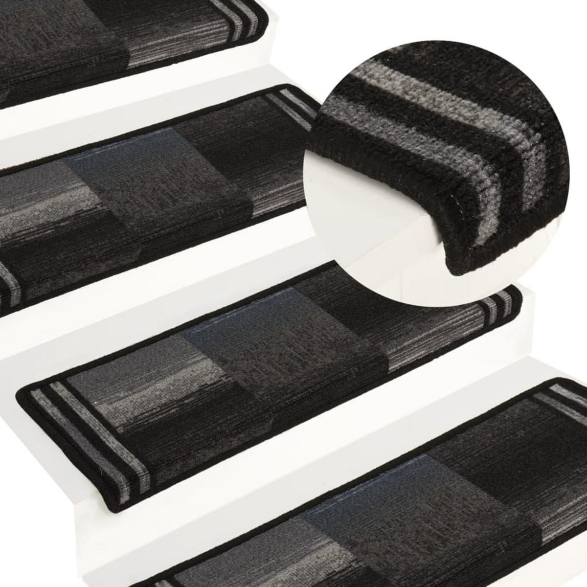 VIDAXL Tapis d'escalier autoadhesifs 5 pcs 65x21x4 cm Noir et gris