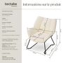 Voir la diapositive 6 : tectake Fauteuil rembourré avec revêtement bouclé crème-blanc
