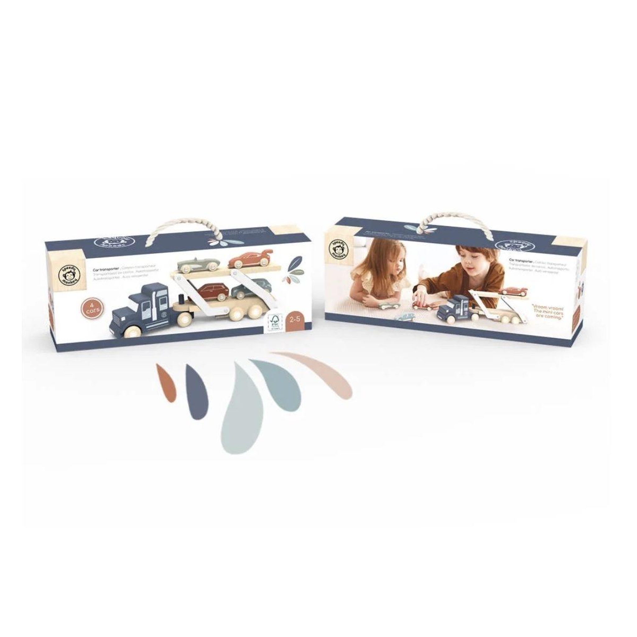 Voir la diapositive 2 : SPEEDY MONKEY Camion porte voitures avec 4 voitures