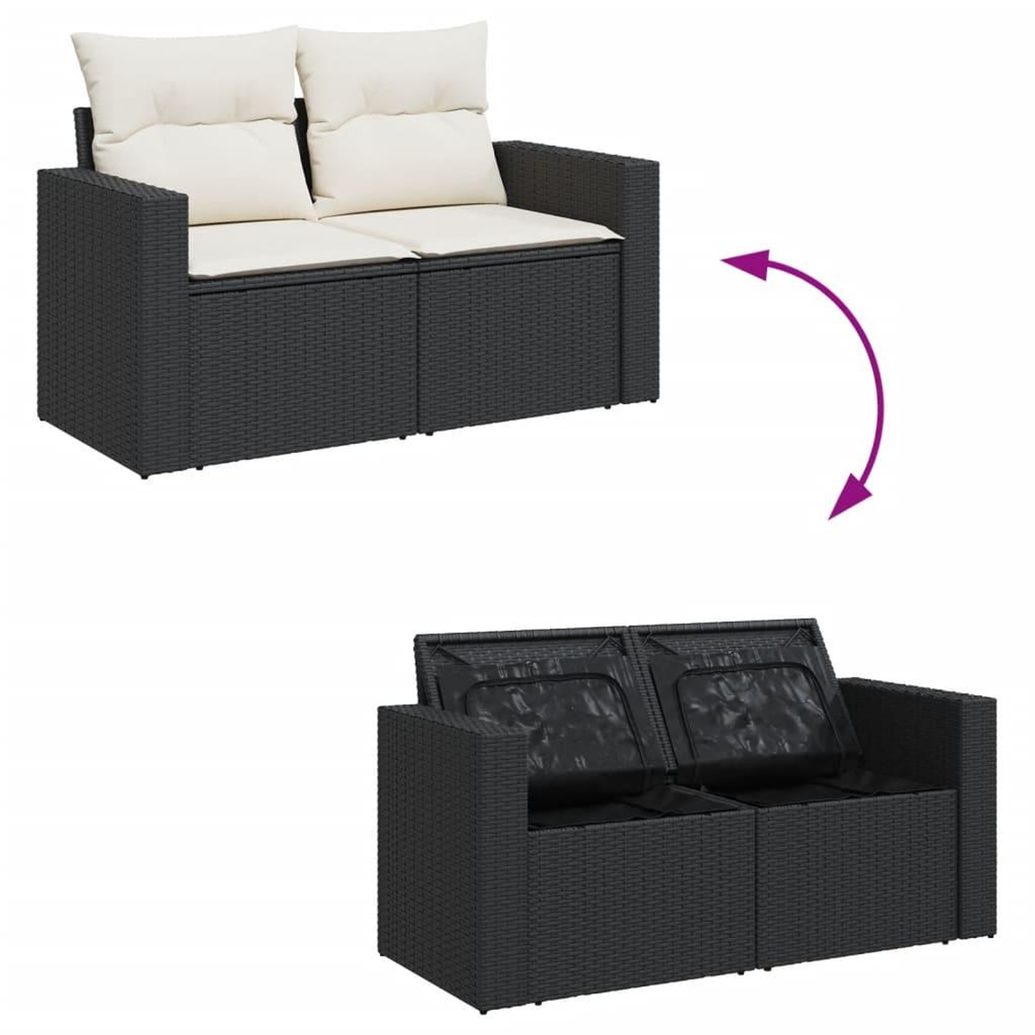 Voir la diapositive 5 : VIDAXL Salon de jardin 8 pcs avec coussins noir resine tressee