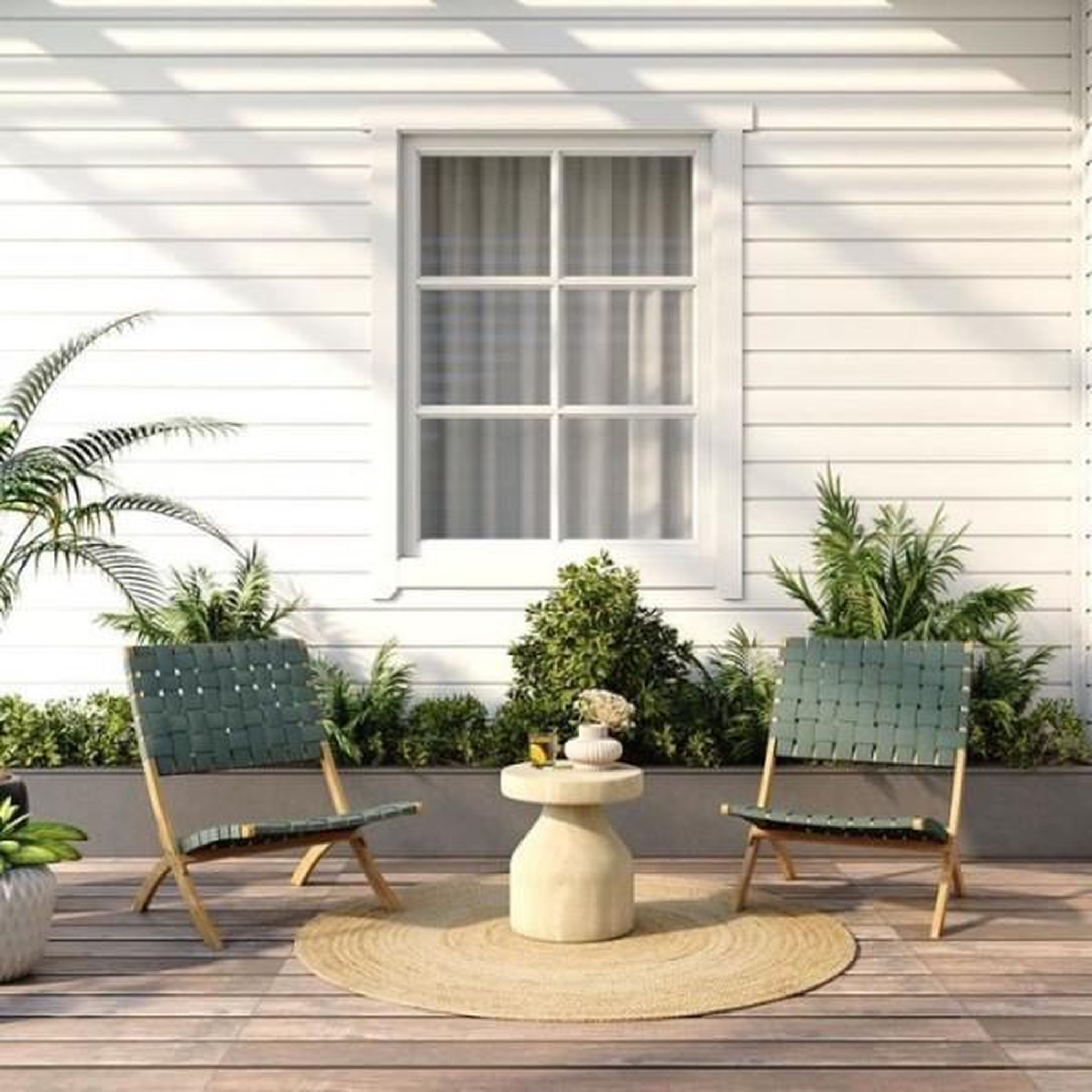 Voir la diapositive 2 : BEAU RIVAGE Lot de 2 fauteuils de jardin VERONE en bois d'acacia FSC et corde - coloris vert