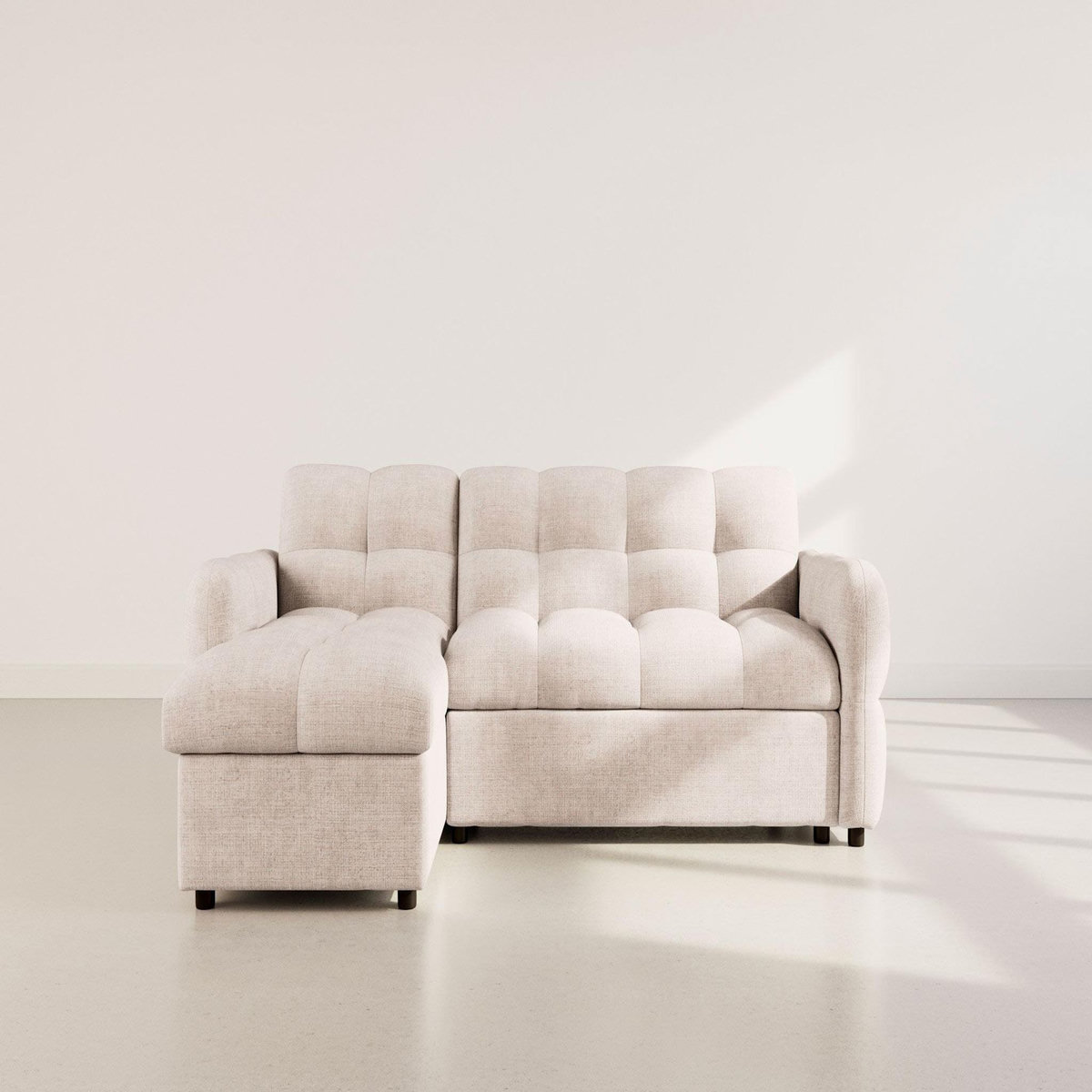 BEST MOBILIER Octave - canapé d'angle réversible 4 places convertible avec coffre en velours texturé