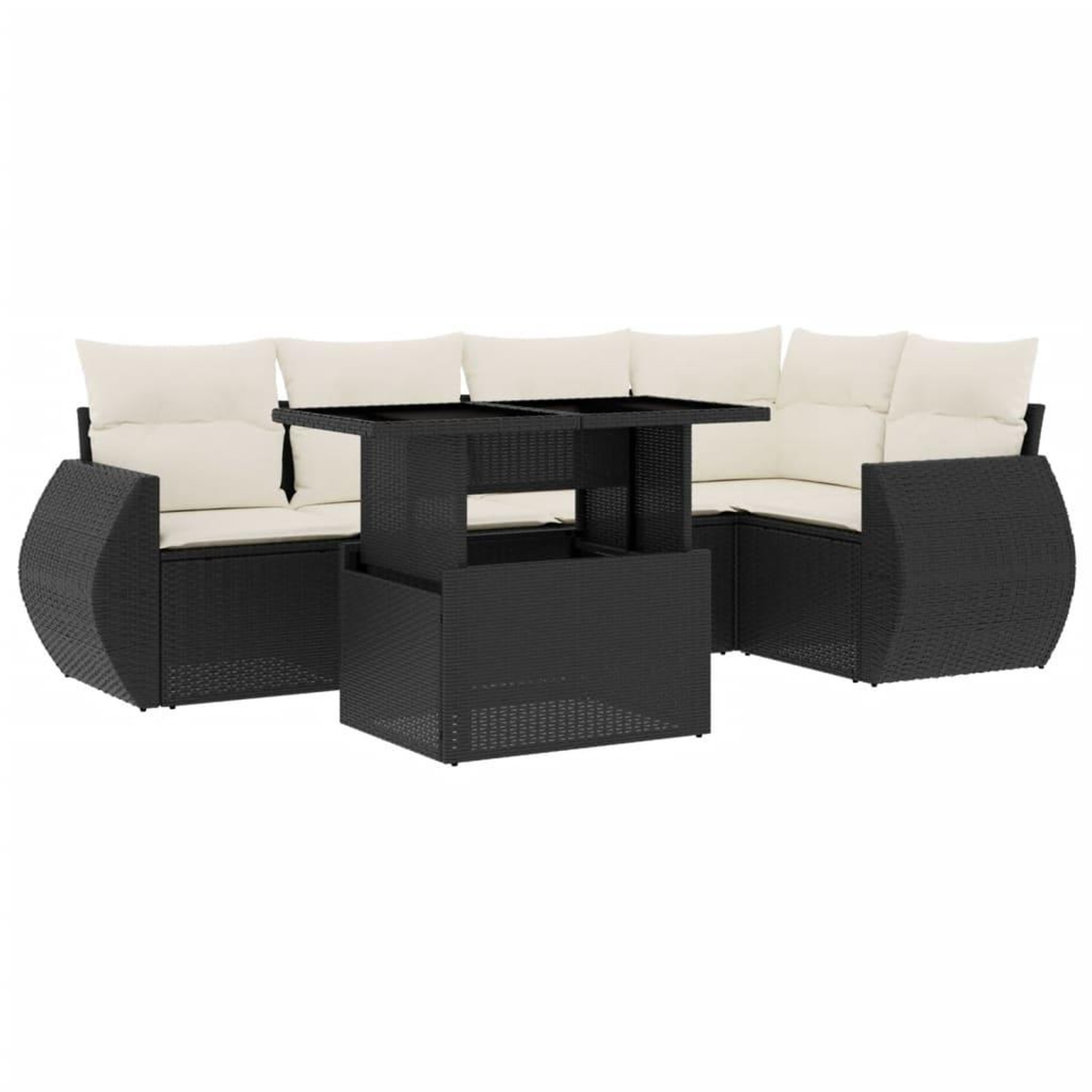Voir la diapositive 2 : VIDAXL Salon de jardin 6 pcs avec coussins noir resine tressee