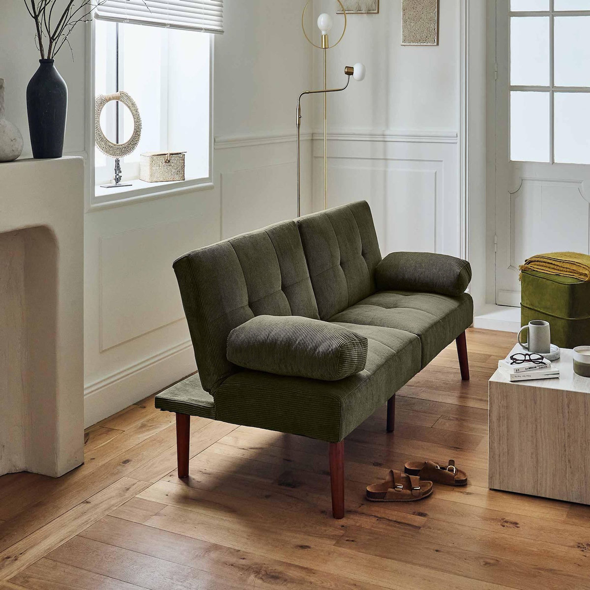 BEST MOBILIER Philae - canapé convertible clic-clac 2 places - velours côtelé