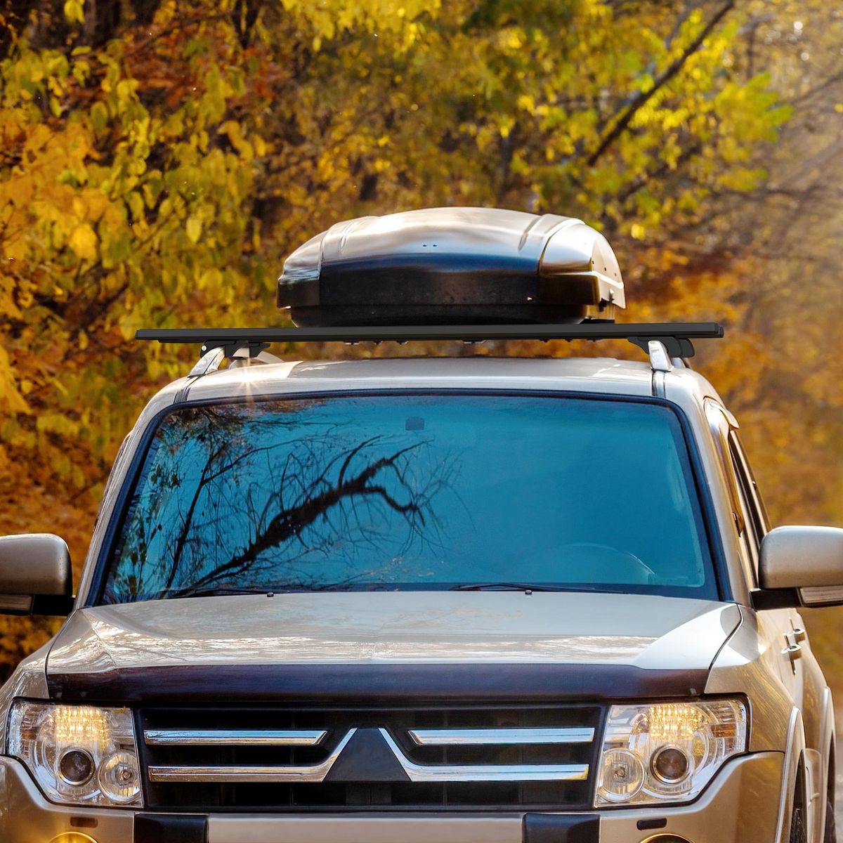 HOMCOM Barres de toit de voiture verrouillables 2 clés fournies dim. 135L x 5,5l x 7H cm aluminium noir