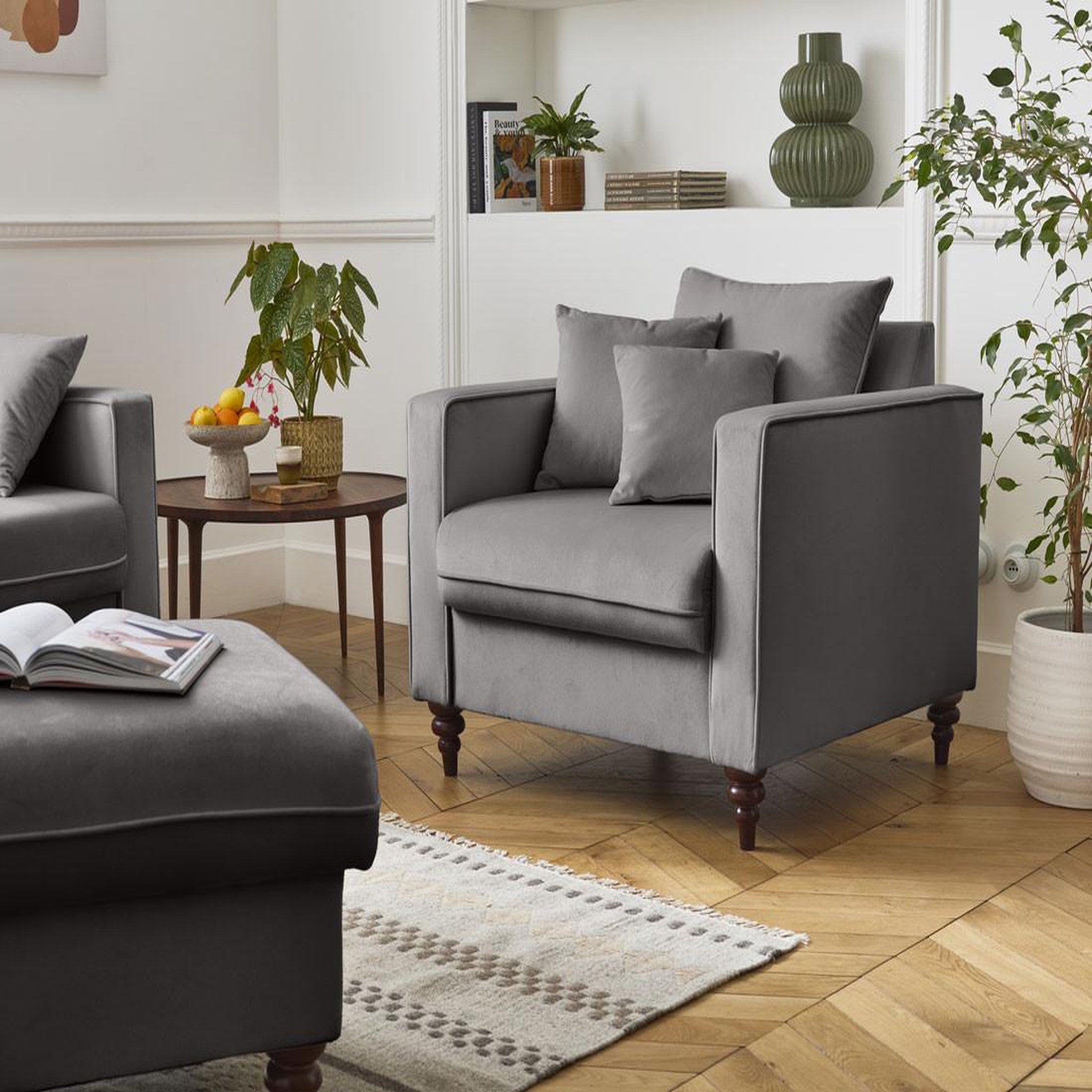 Voir la diapositive 1 : BEST MOBILIER Flamingo - fauteuil en velours