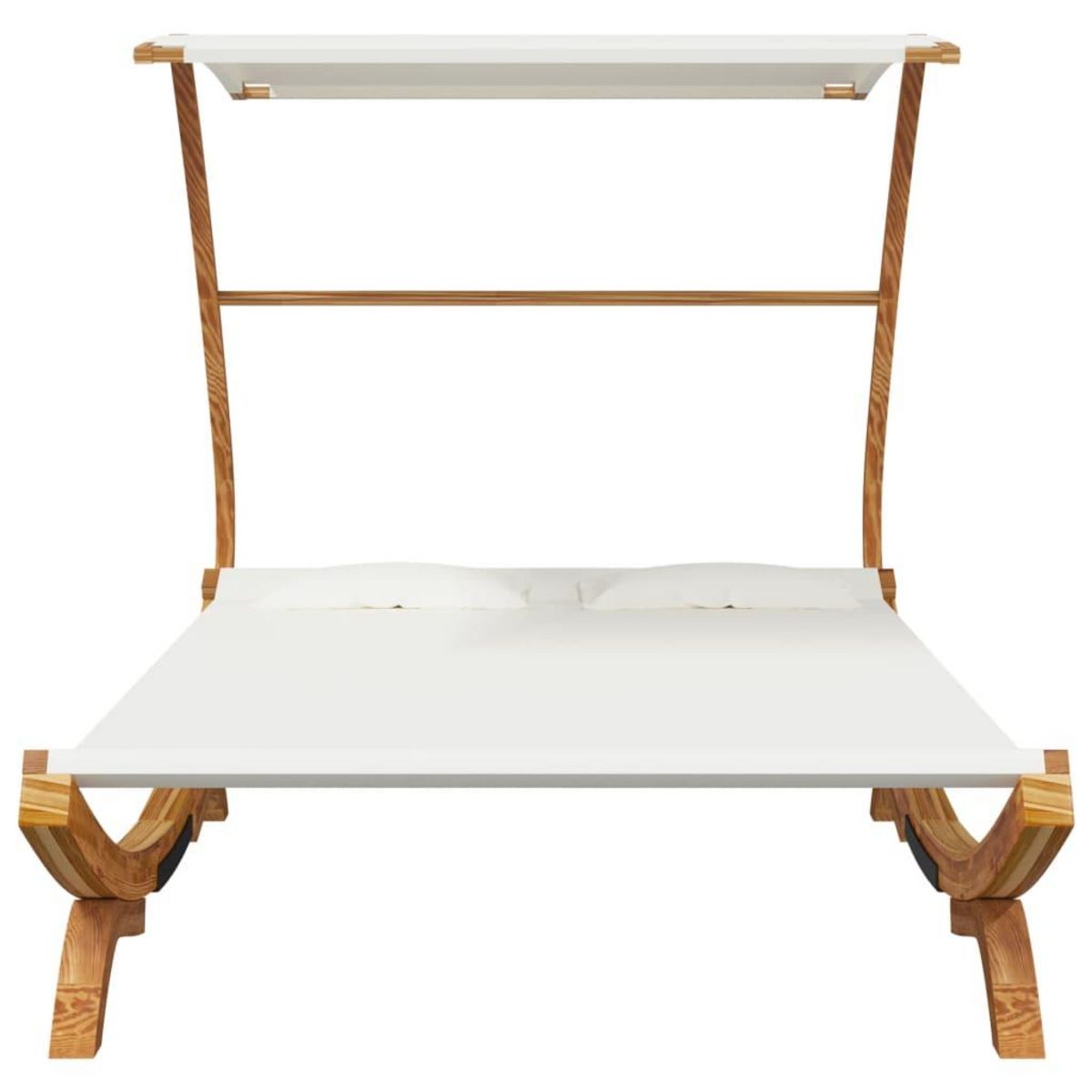 VIDAXL Lit repos avec auvent 165x203x138 cm Bois courbe massif Creme