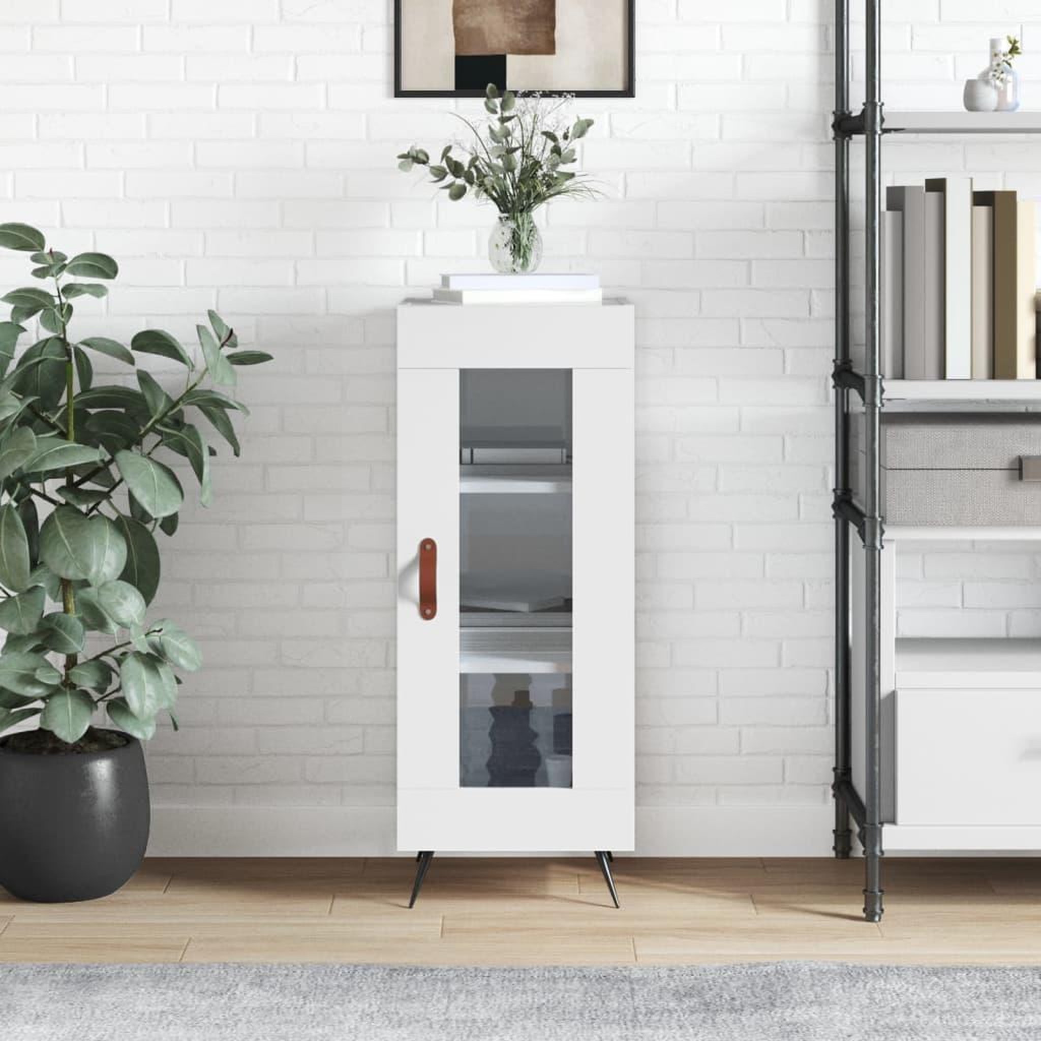 VIDAXL Buffet Blanc brillant 34,5x34x90 cm Bois d'ingenierie