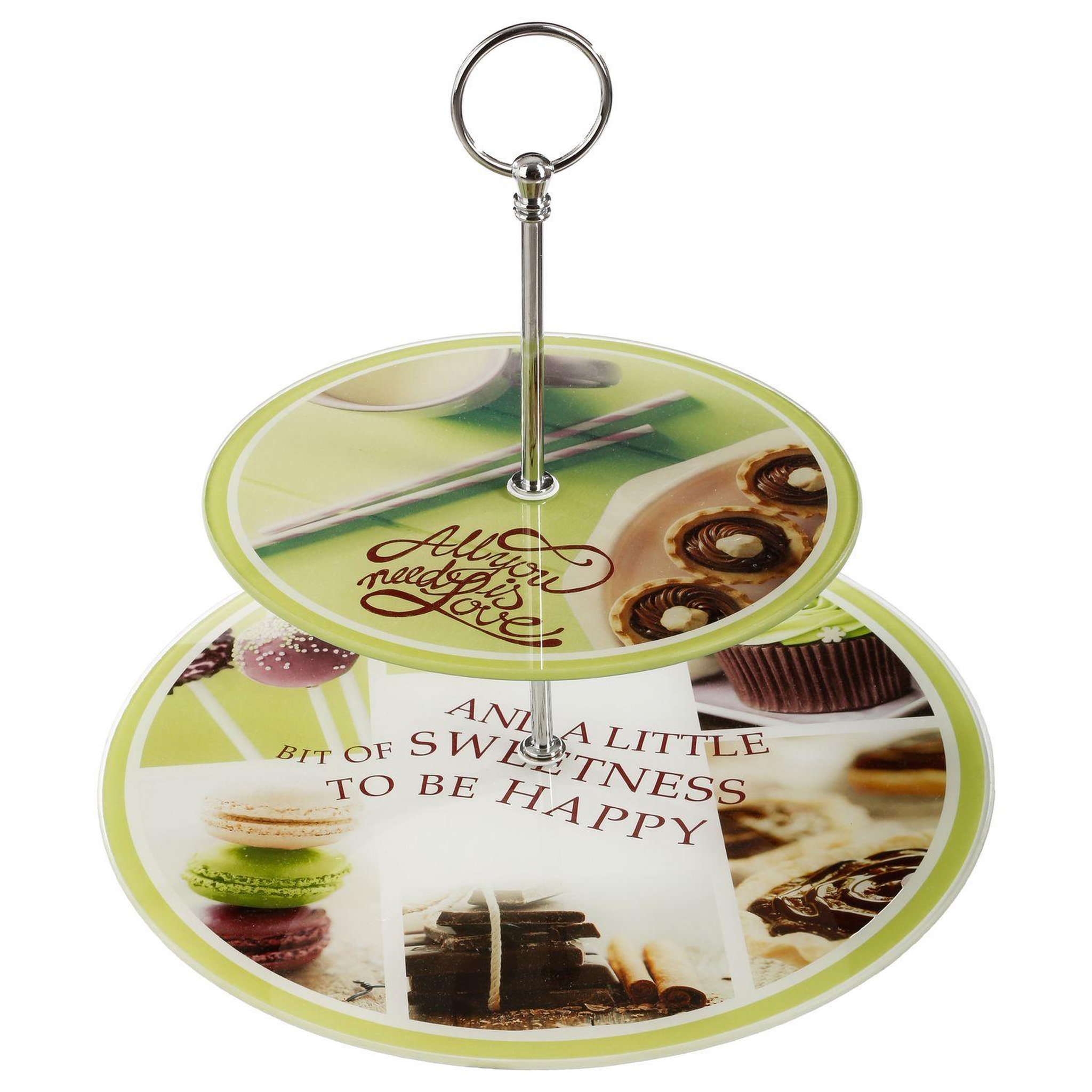 Voir la diapositive 1 : SECRET DE GOURMET Serviteur en verre avec motifs - 2 etages