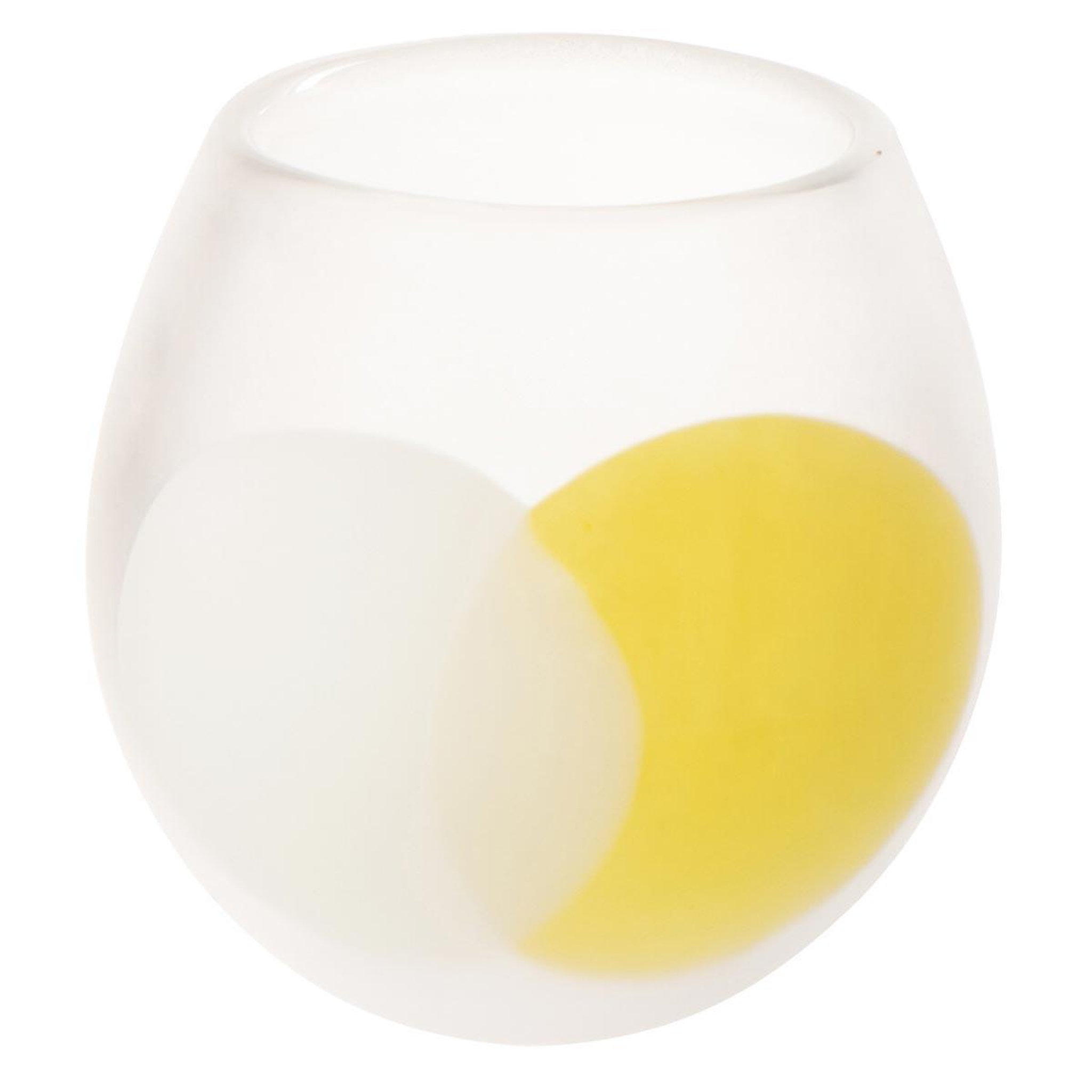 J-LINE Photophore en verre  amos  14cm blanc & jaune