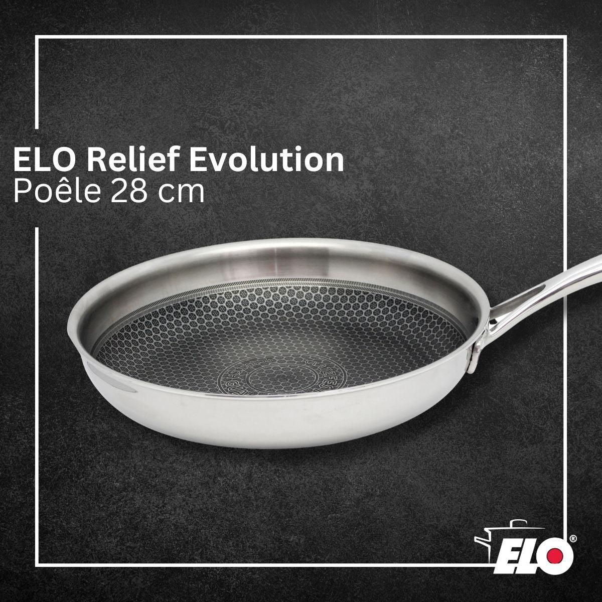 ELO Poêle 28 cm en inox 18/10 Elo Relief Evolution