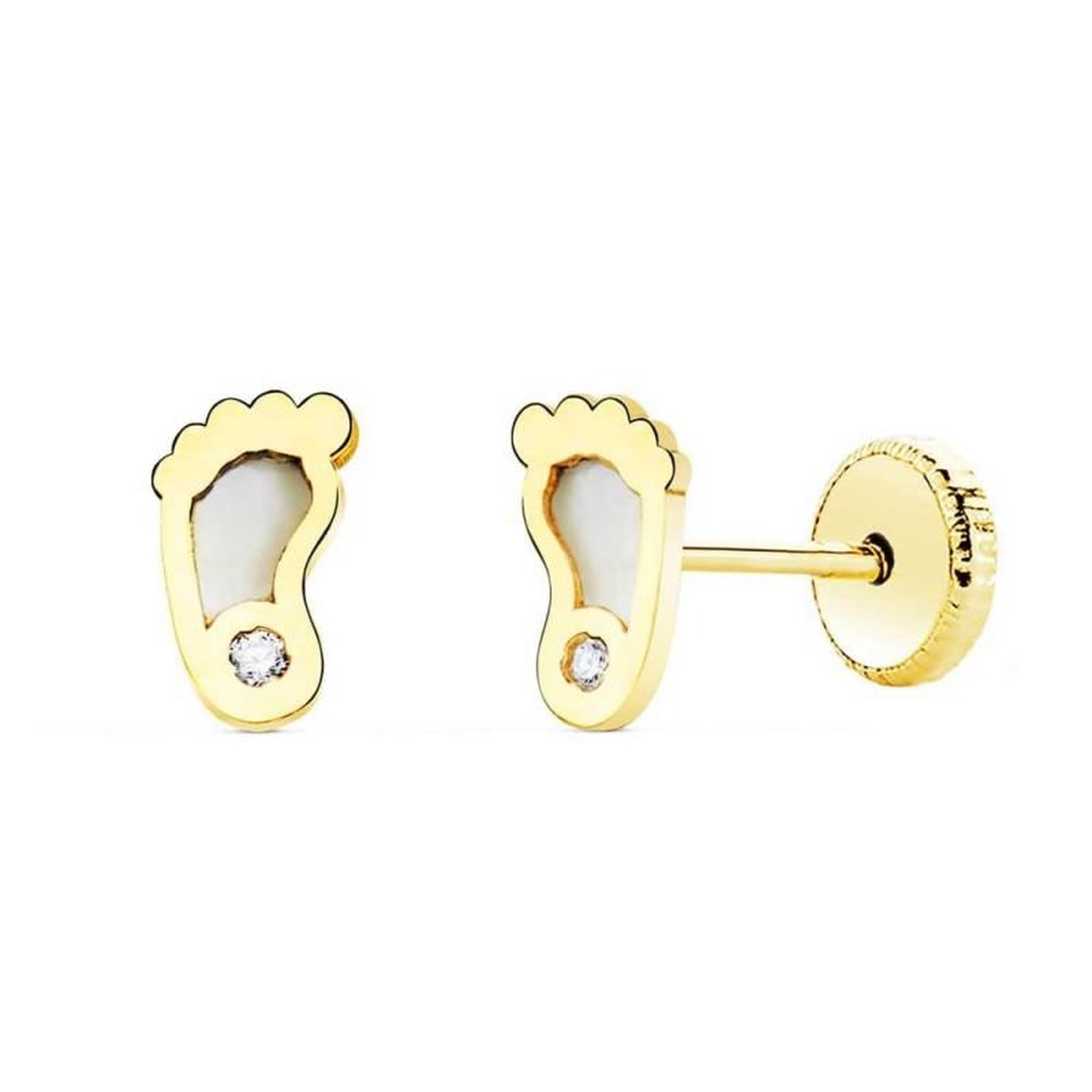 L'ATELIER D'AZUR Boucles d'Oreilles Or 18 Carats 750/000 Jaune et Nacre - Pieds