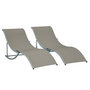 Voir la diapositive 1 : OUTSUNNY Lot de 2 bains de soleil pliables design contemporain - lot de 2 transats ergonomiques - alu. textilène gris clair
