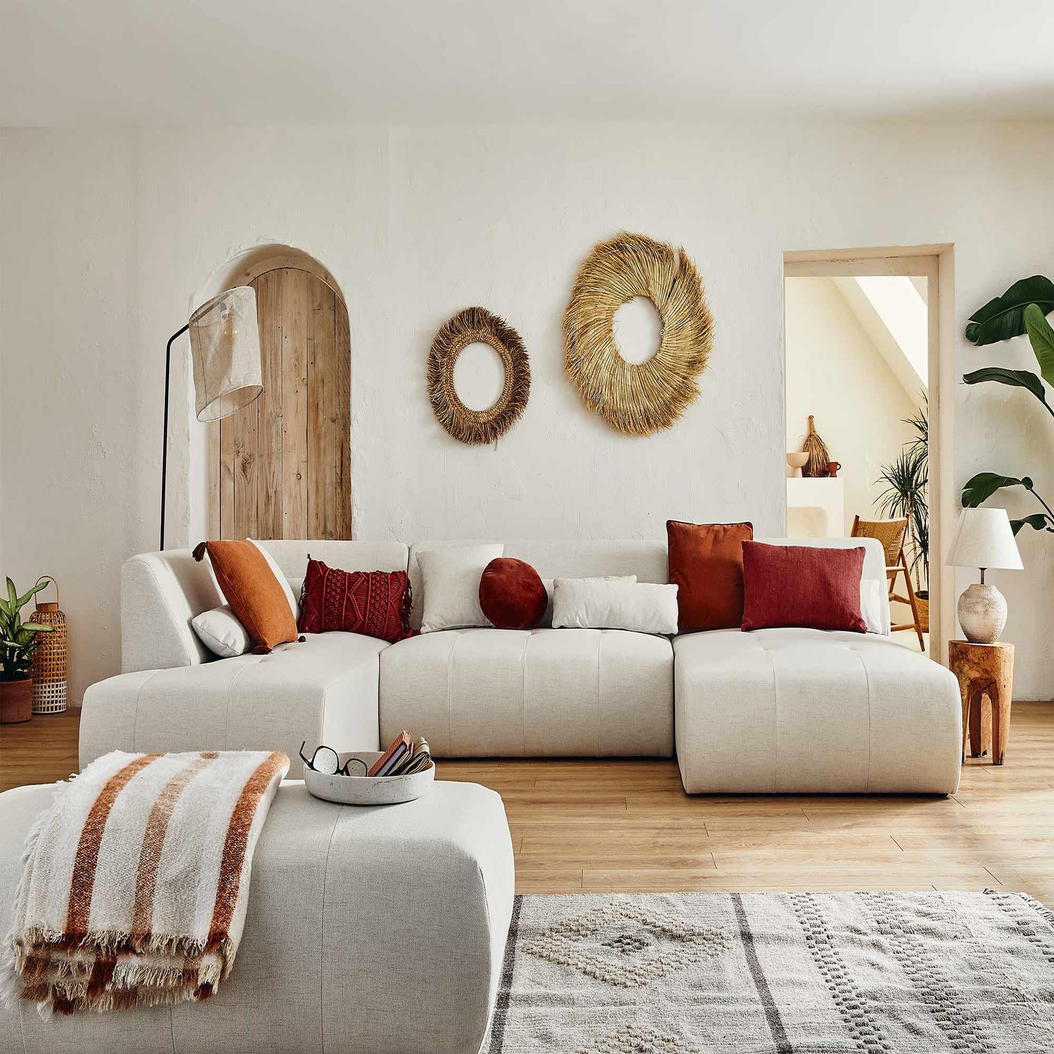 Voir la diapositive 4 : BEST MOBILIER Onyx - canapé panoramique d'angle gauche 7 places - en tissu