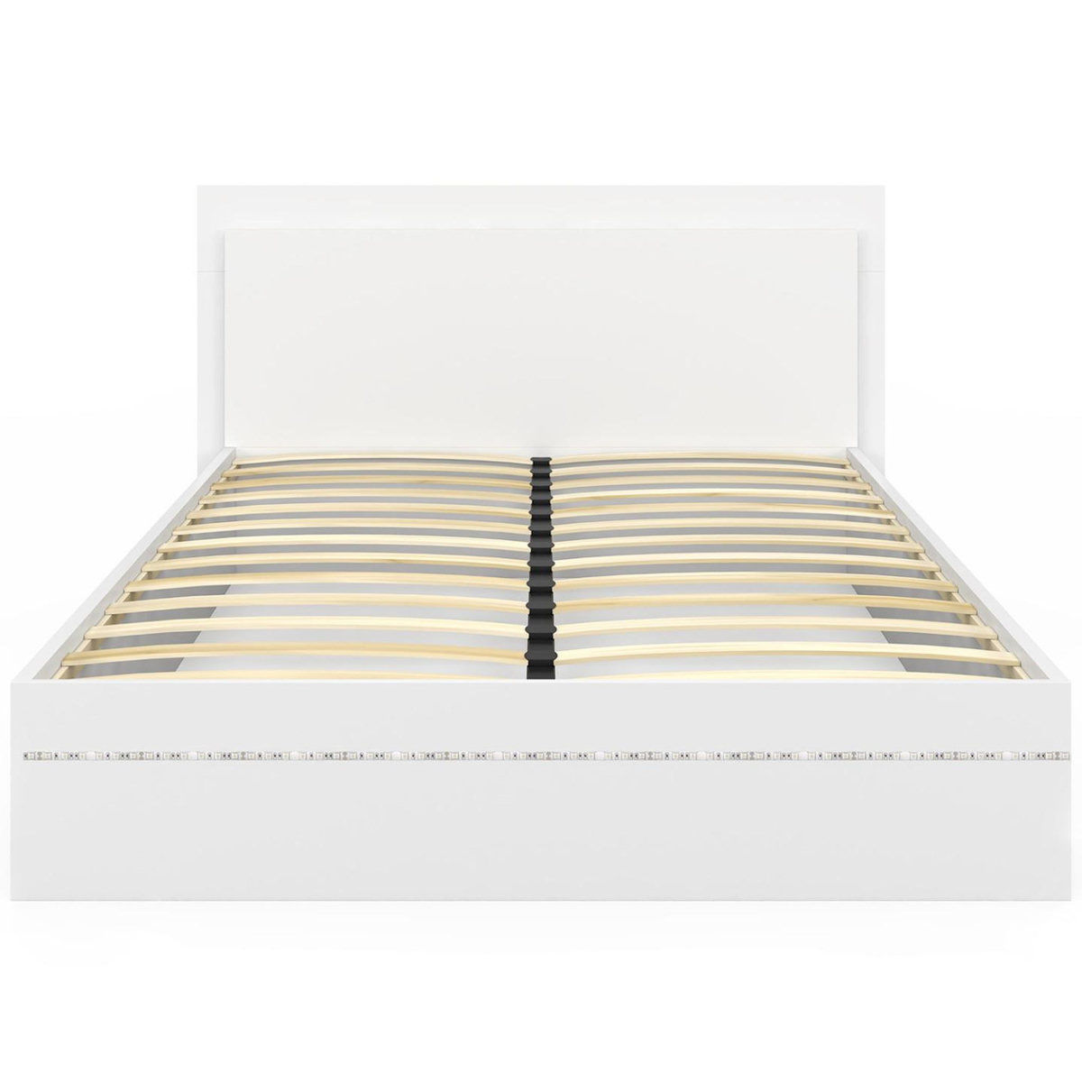 ID MARKET Lit double CHARLIE 140 x 190 cm avec sommier et LED intégrées blanc
