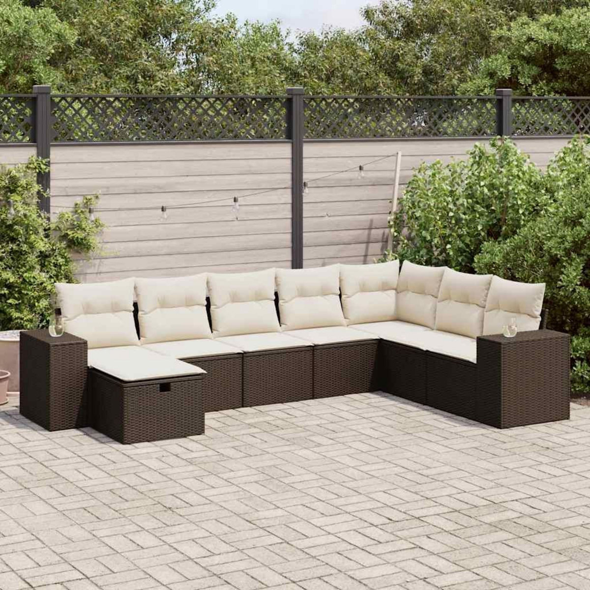 VIDAXL Salon de jardin 8 pcs avec coussins marron resine tressee