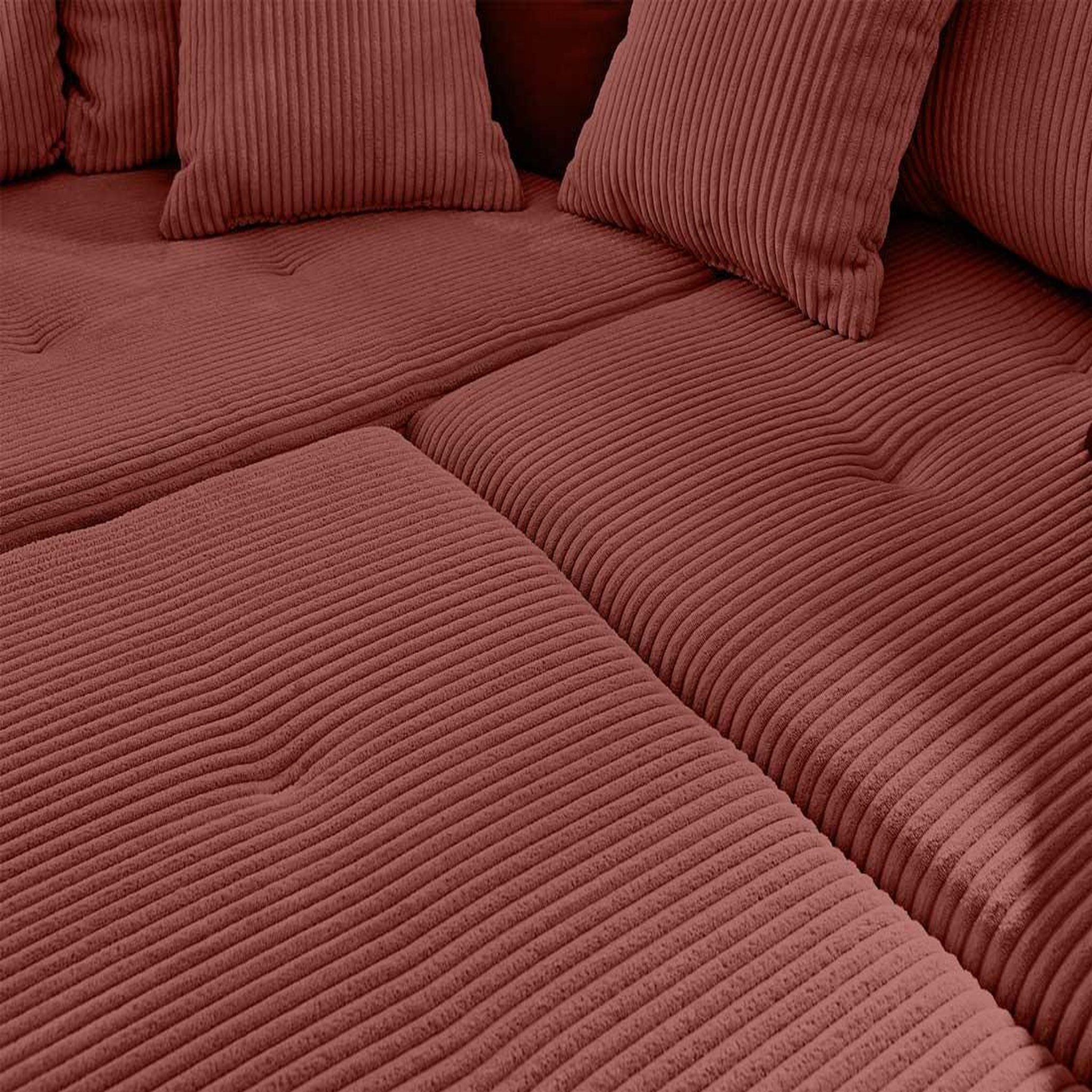 Voir la diapositive 3 : LISA DESIGN Rune - canapé d'angle droit - 4 places - avec pouf d'appoint - en velours côtelé
