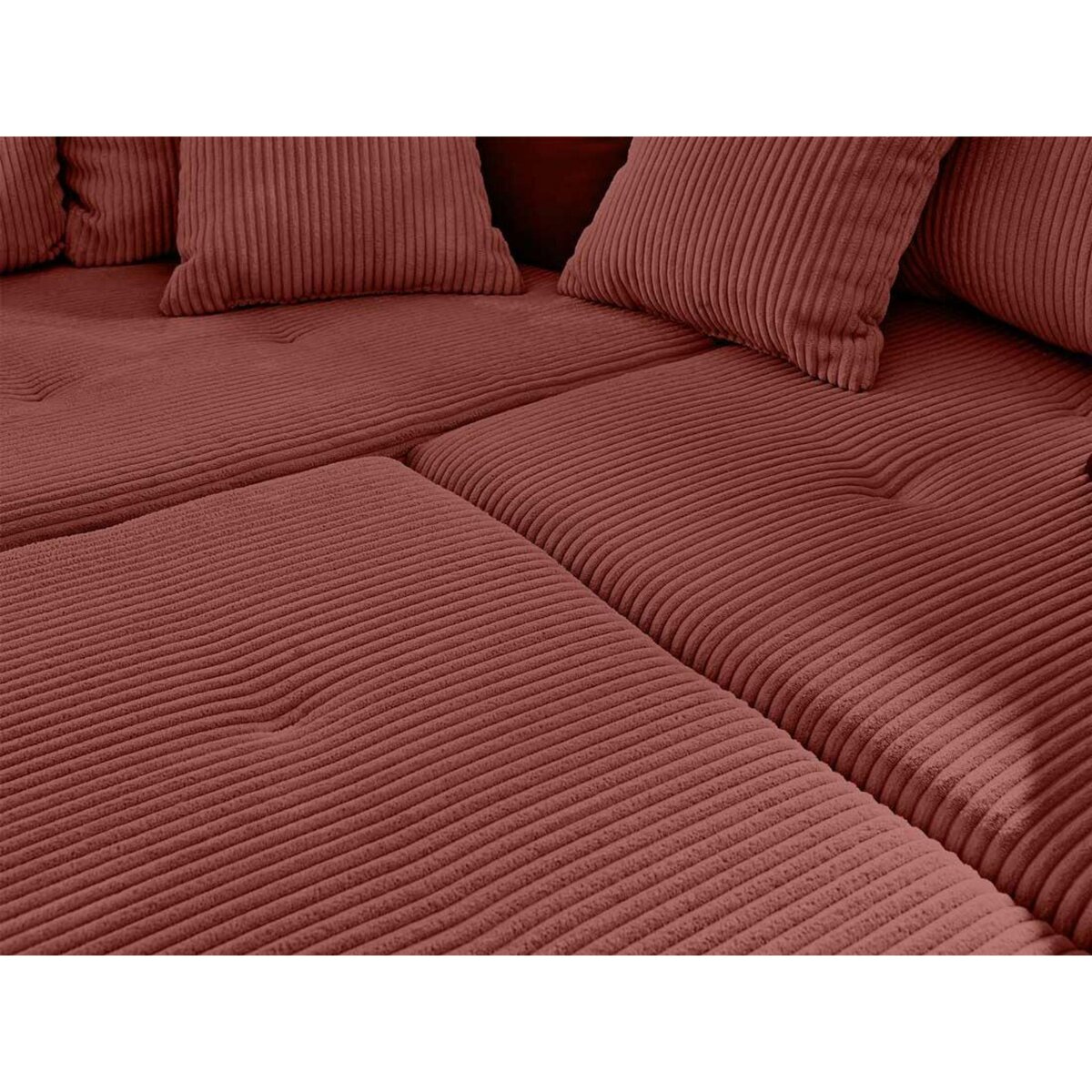 LISA DESIGN Rune - canapé d'angle droit - 4 places - avec pouf d'appoint - en velours côtelé