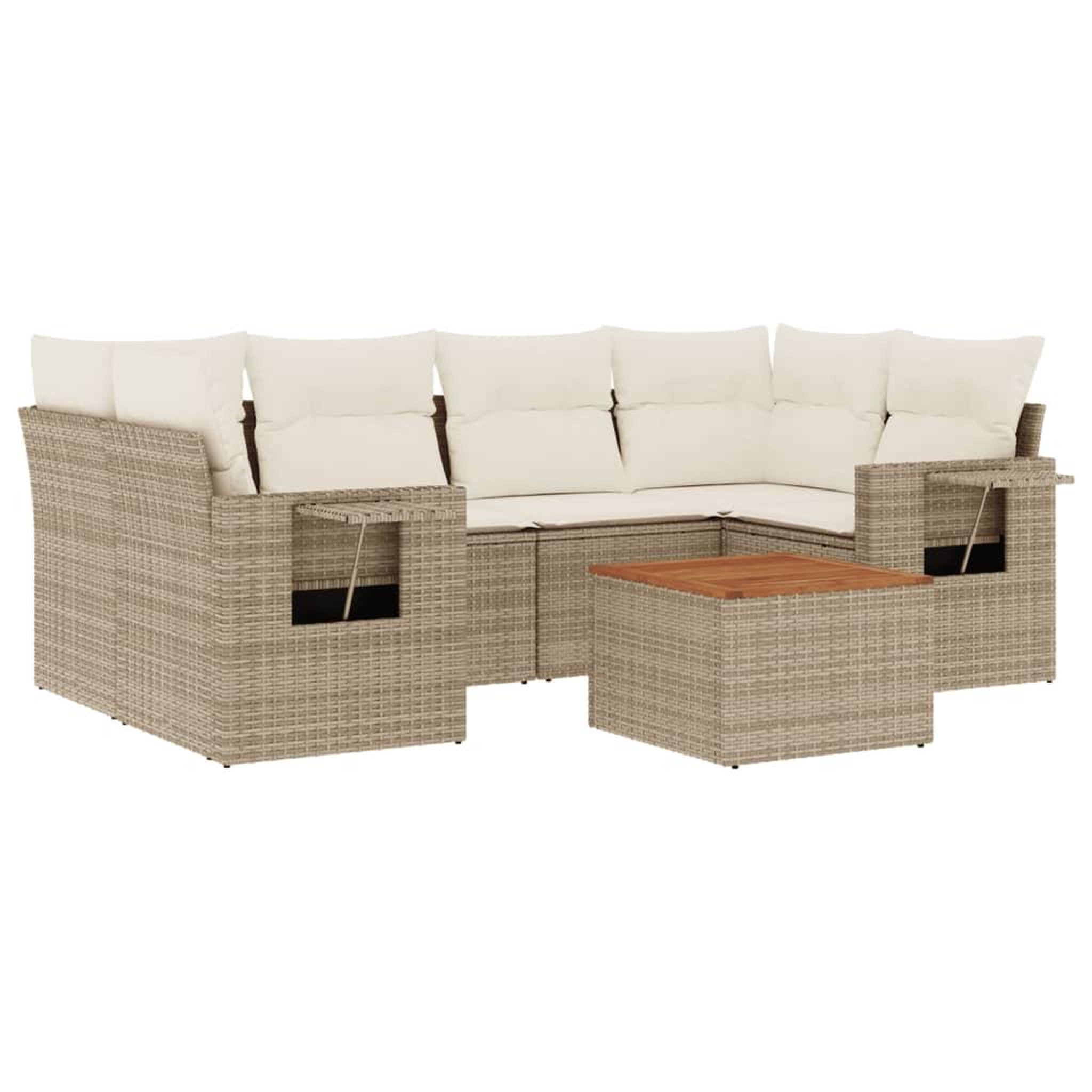 Voir la diapositive 2 : VIDAXL Salon de jardin avec coussins 7 pcs beige resine tressee