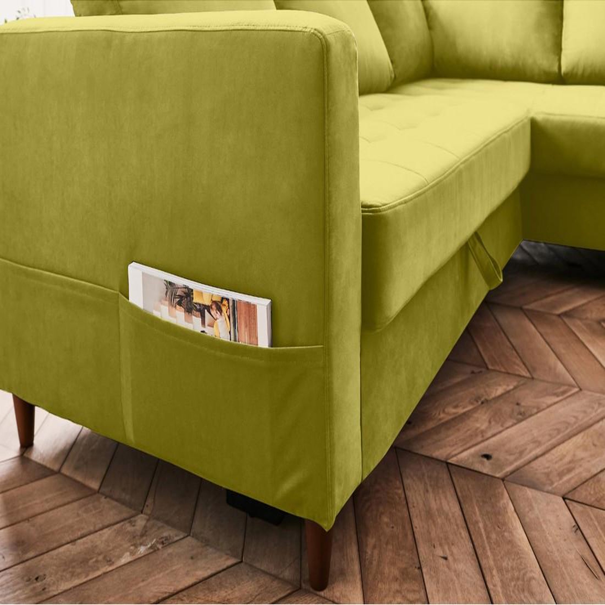 Voir la diapositive 4 : BEST MOBILIER Anna - canapé d'angle droit - 5 places - convertible - en velours