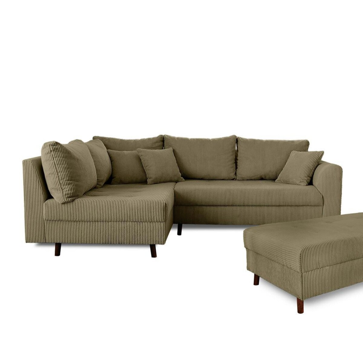 LISA DESIGN Rune - canapé d'angle gauche - 4 places - avec pouf d'appoint - en velours côtelé