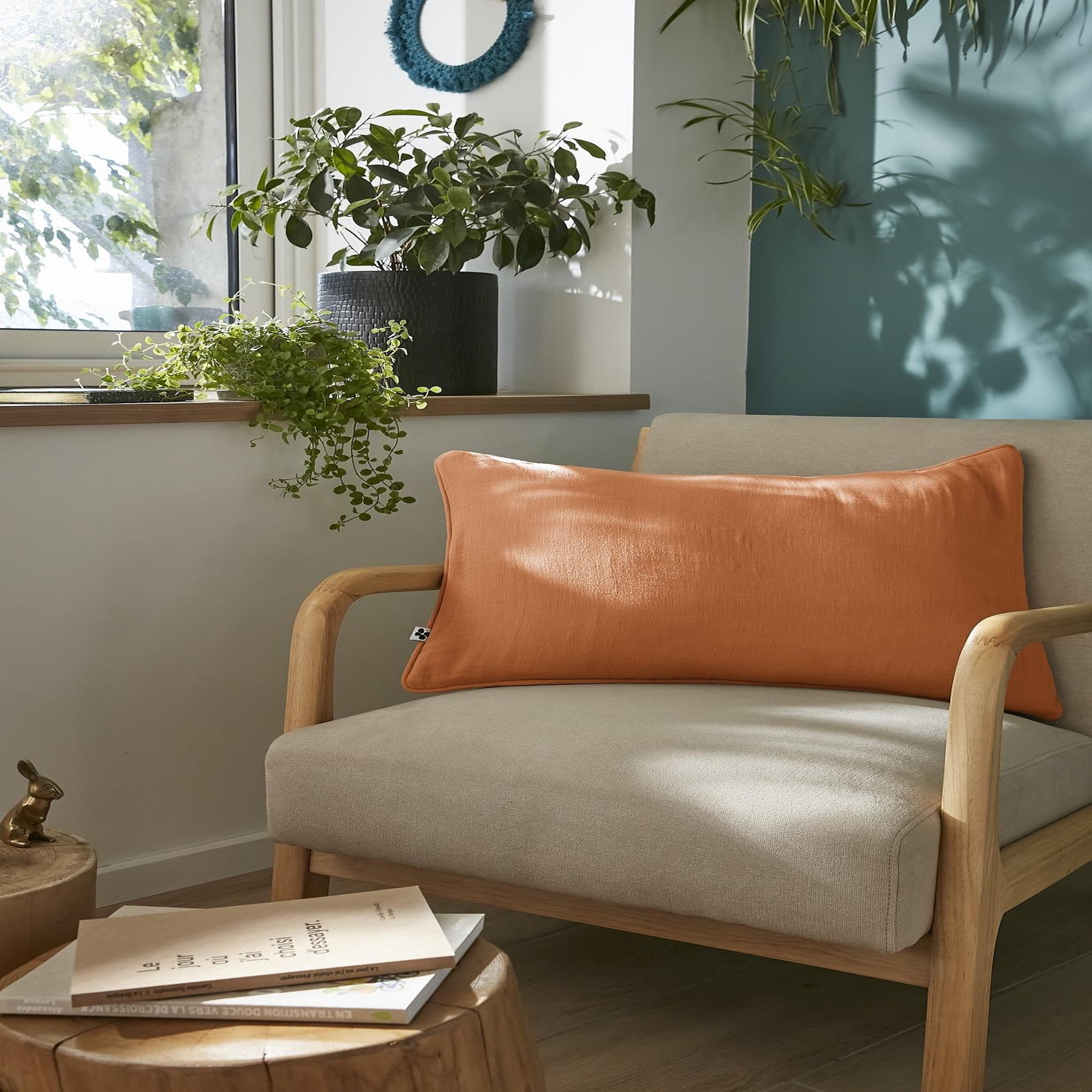 Voir la diapositive 2 : Eden Coussin déhoussable gaia – gaze de coton avec passepoil élégant