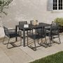 Voir la diapositive 2 : ID MARKET Salon de jardin ODESSA table 150 cm et 6 fauteuils cordage gris anthracite