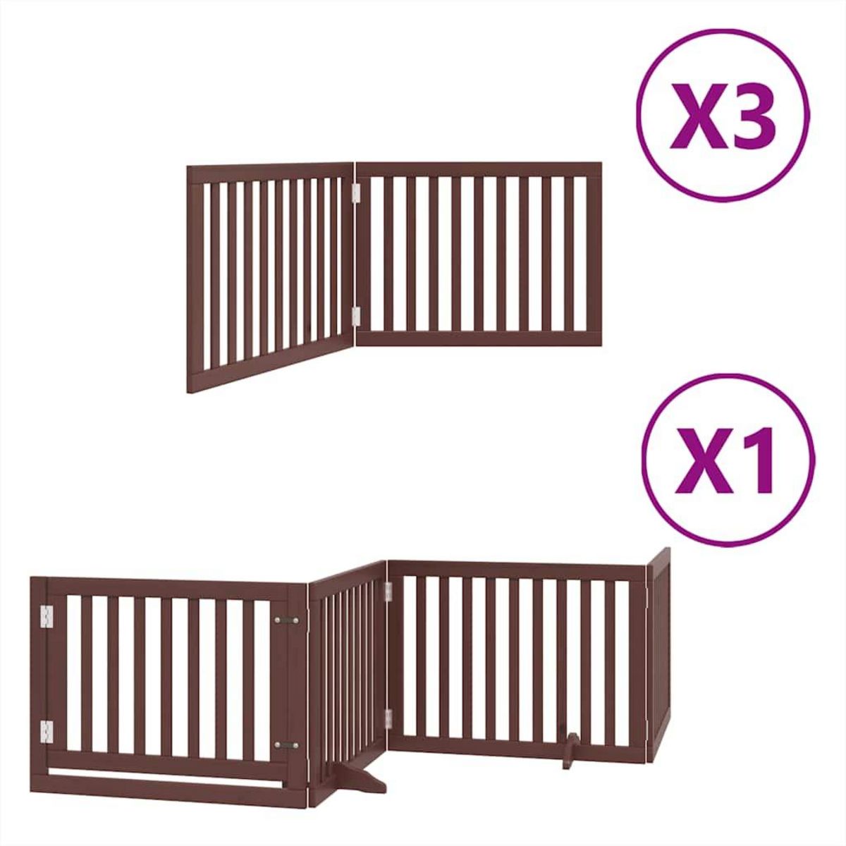 VIDAXL Barriere pour chien porte pliable 10 panneaux bois de peuplier