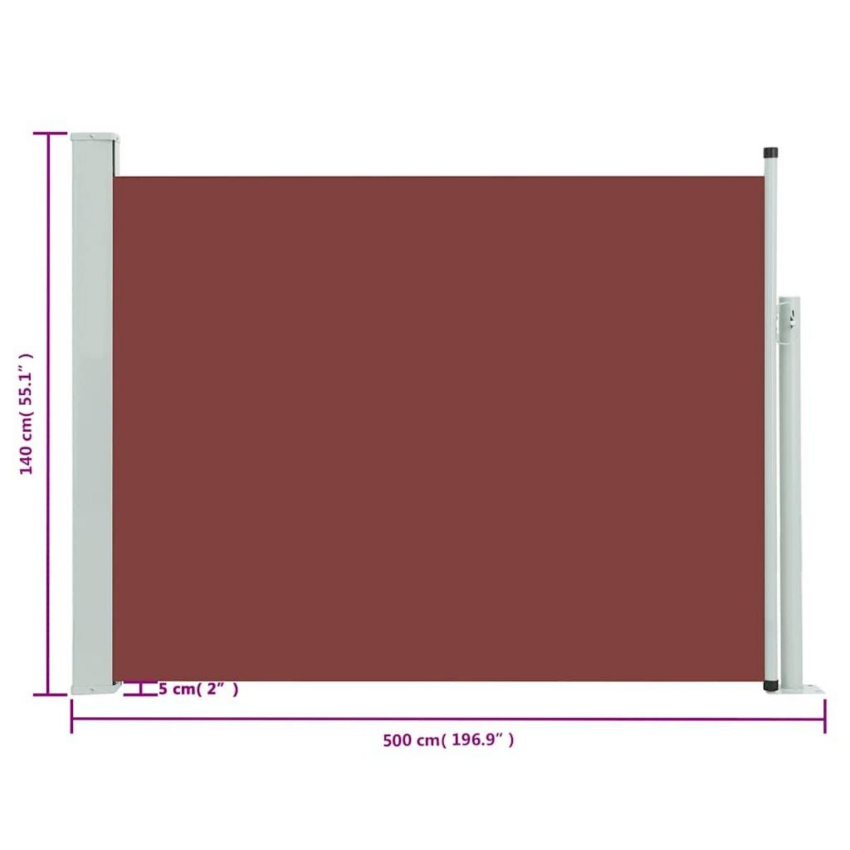 VIDAXL Auvent lateral retractable de patio 140x500 cm Marron