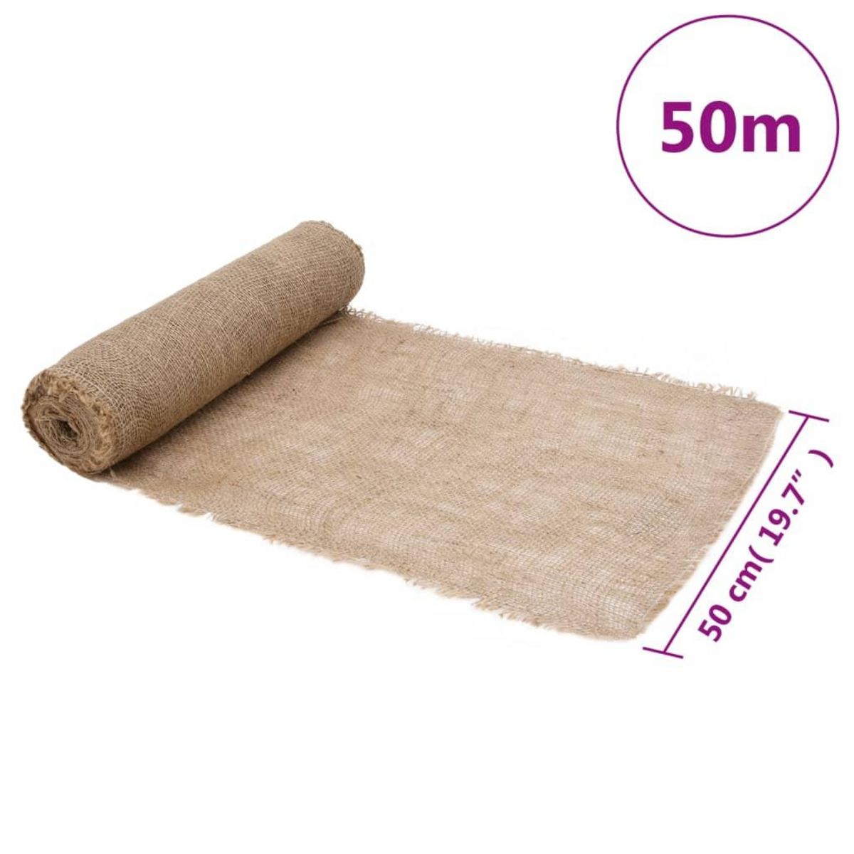 VIDAXL Rouleau de jute 0,5x50 m 100 % jute 200 g/m²