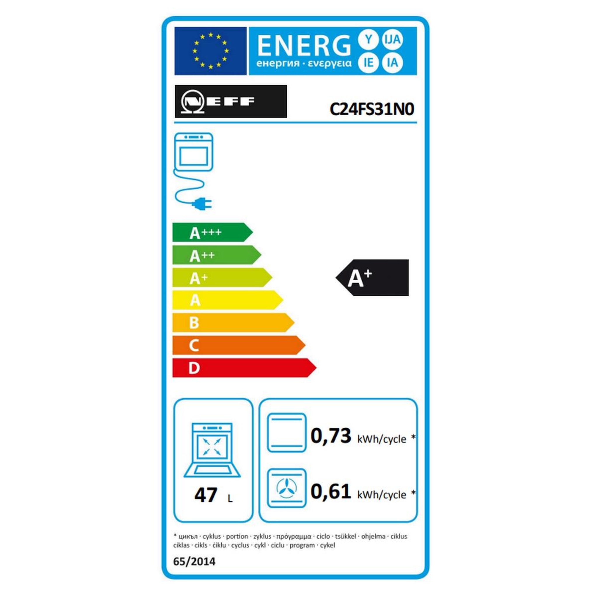 Voir la diapositive 2 : Neff Four intégrable combi vapeur 47l 60cm a+ ecoclean noir - c24fs31n0