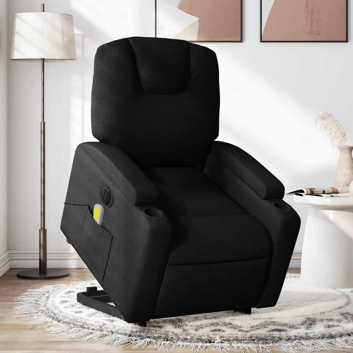 VIDAXL Fauteuil inclinable de massage electrique Noir Tissu