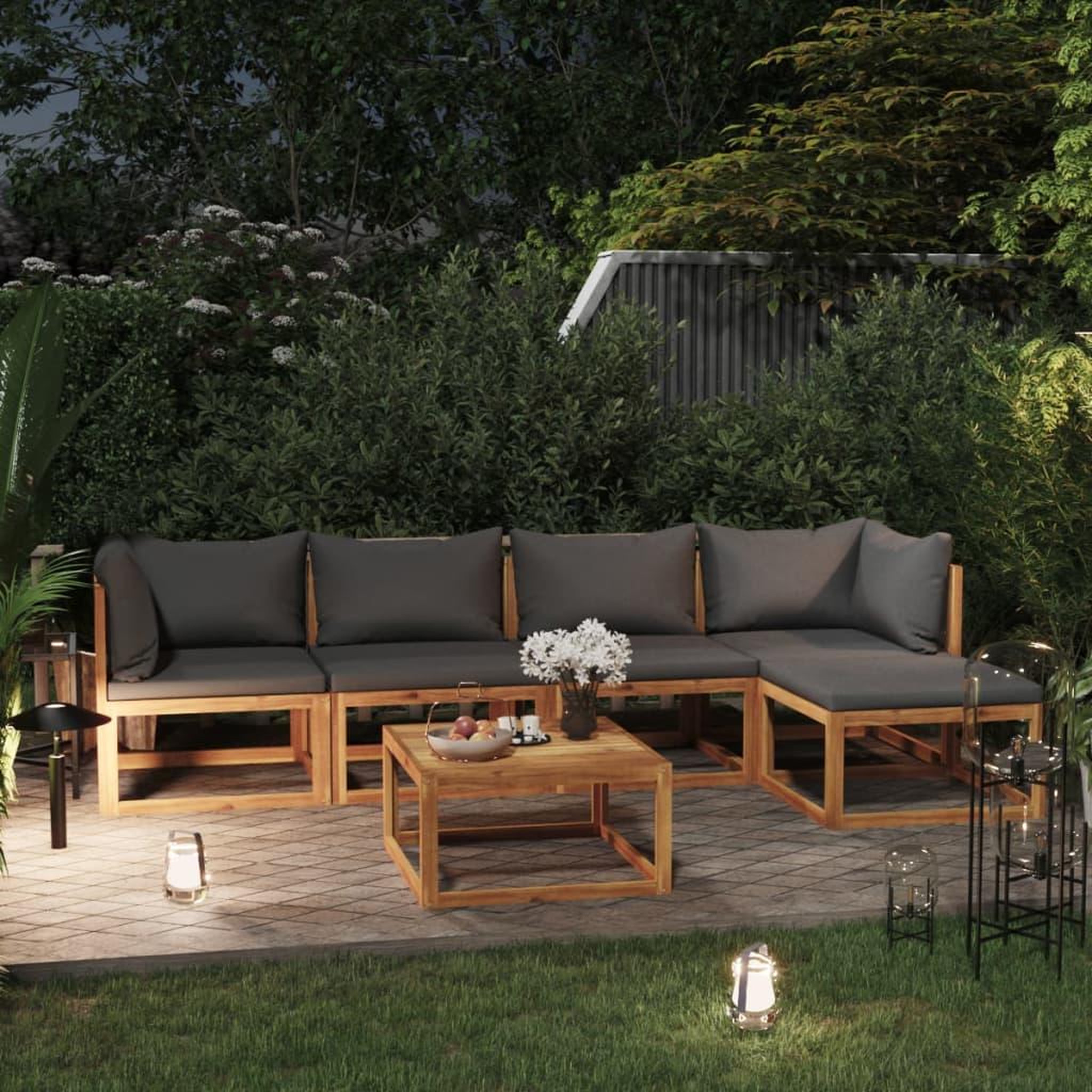 Voir la diapositive 1 : VIDAXL Salon de jardin 6 pcs avec coussin Bois d'acacia solide