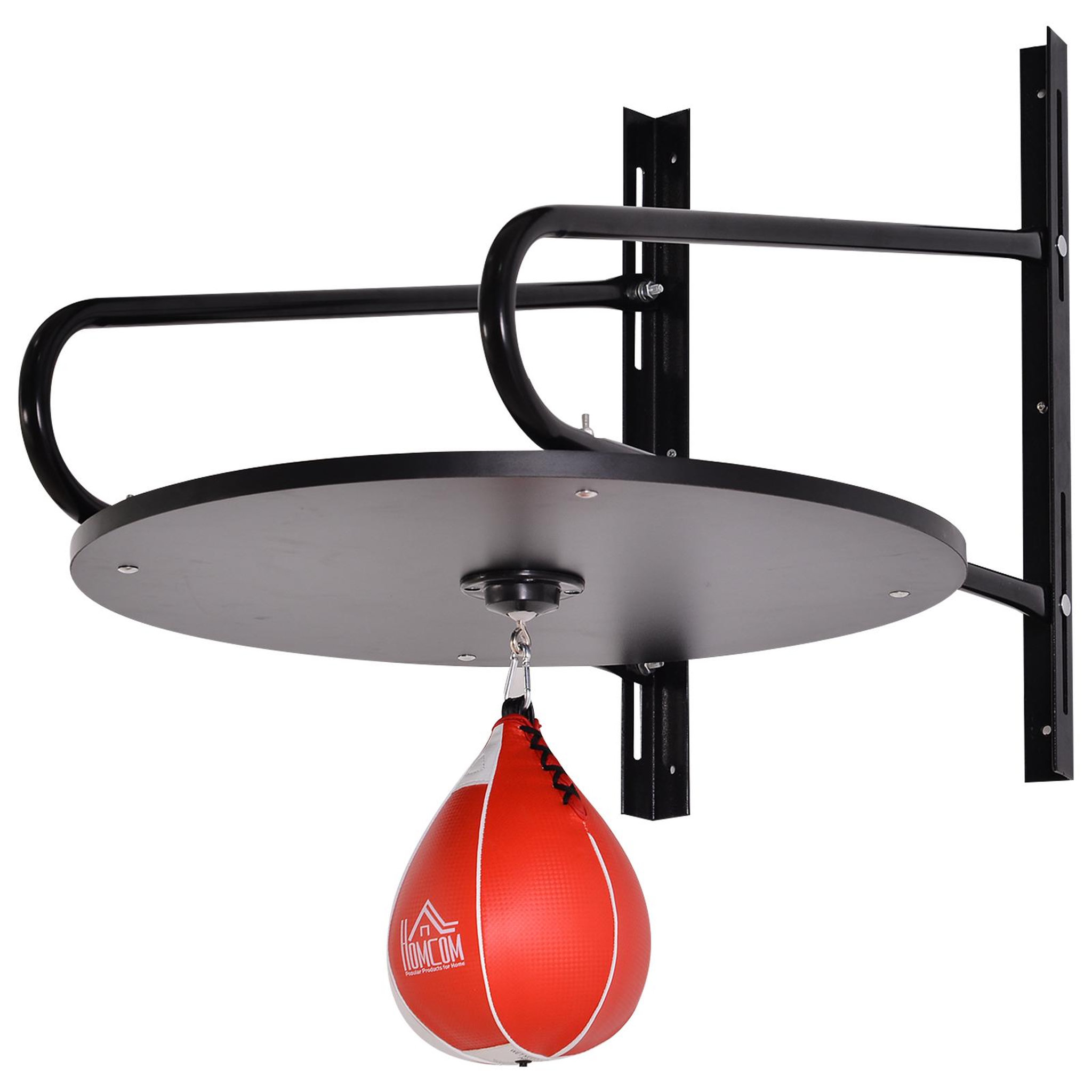 HOMCOM Punching ball poire de vitesse boxe avec support plateau tournant + pompe mdf acier revêtement synthétique rouge noir