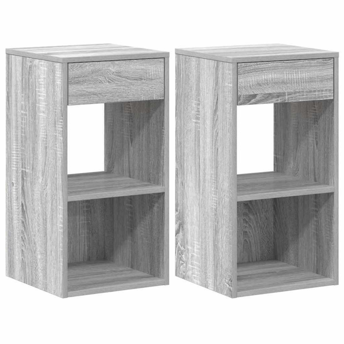 VIDAXL Tables de chevet avec tiroir 2 pcs sonoma gris 35x34x66,5 cm