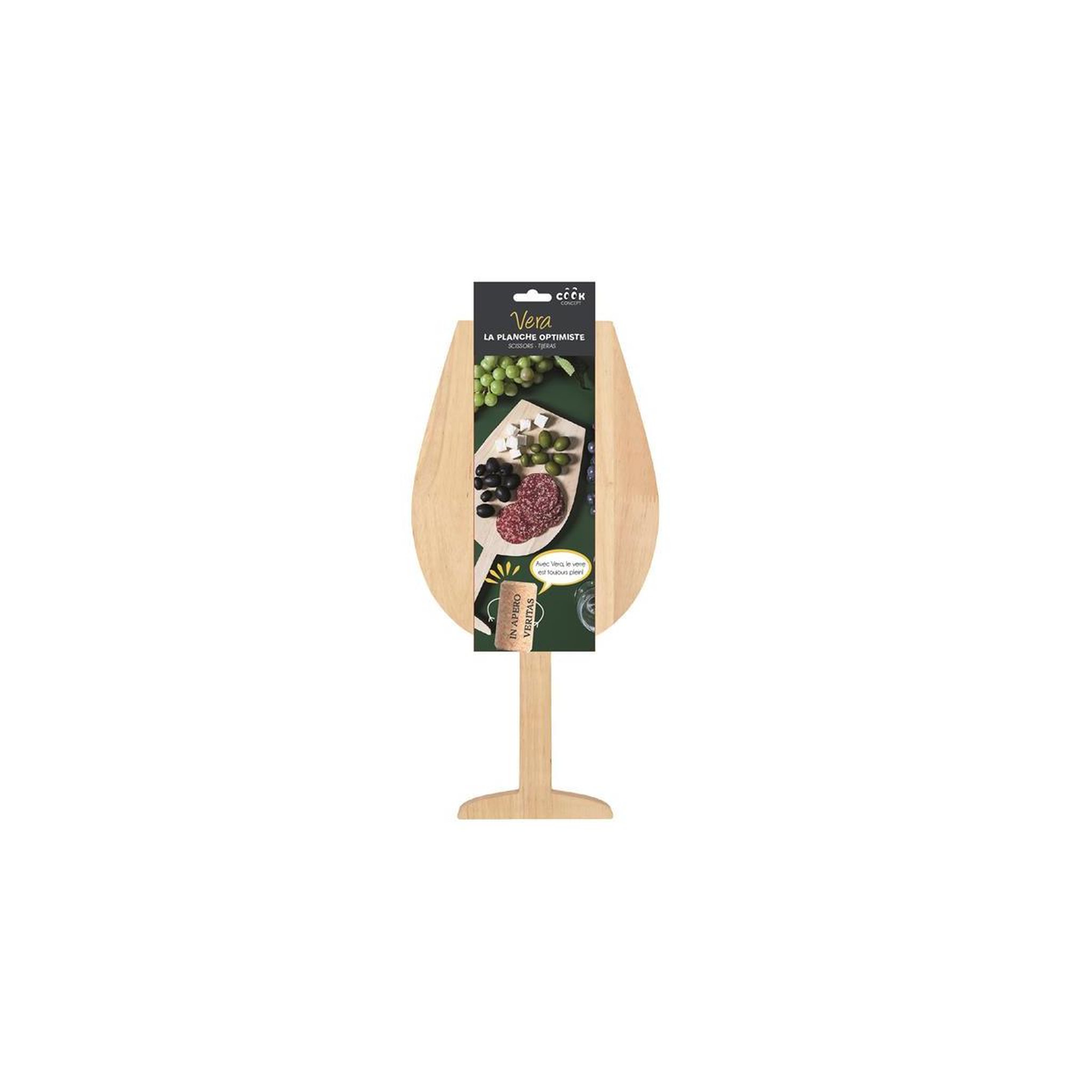 Voir la diapositive 5 : COOK CONCEPT Planche apéro verre à vin  ludique  38cm beige