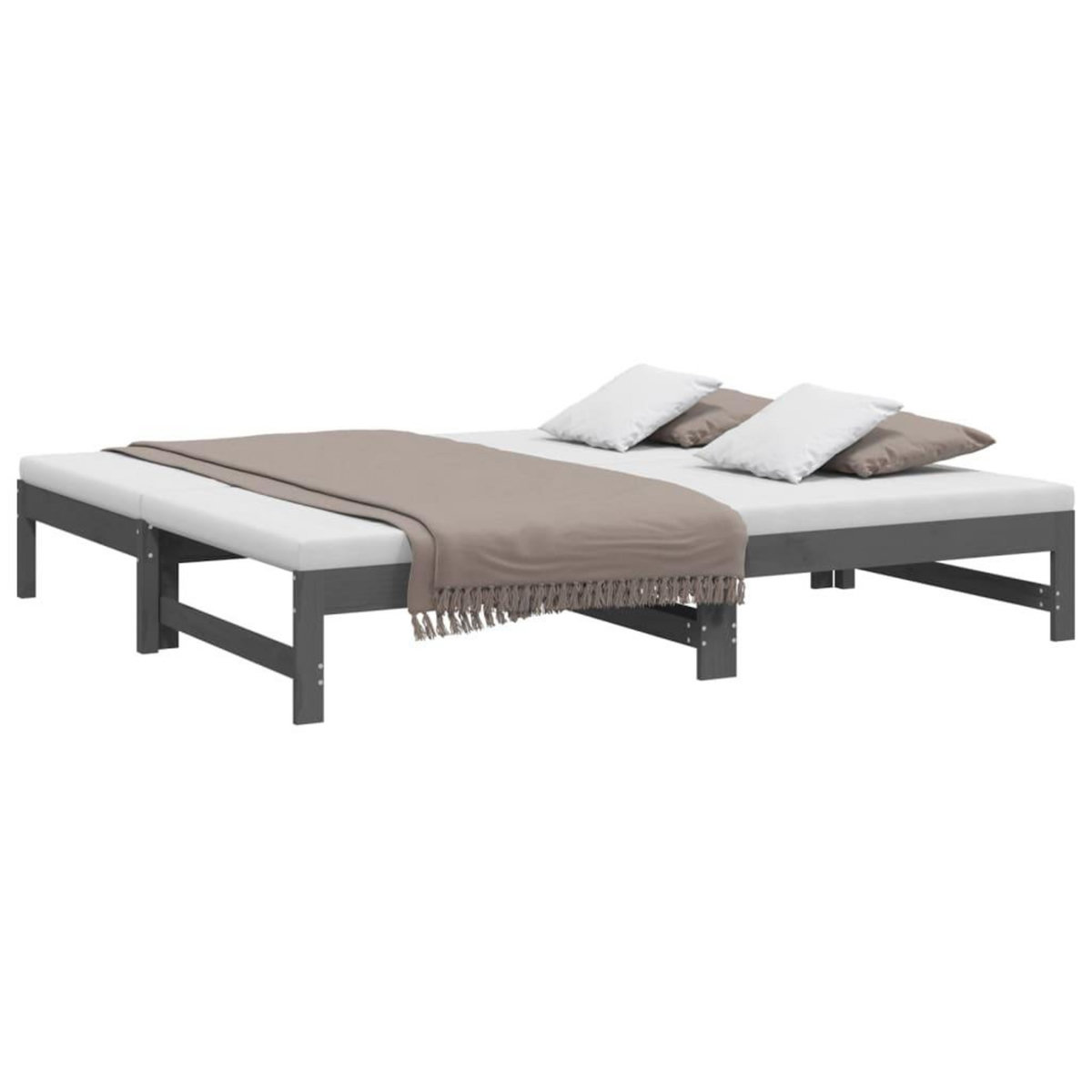 VIDAXL Lit coulissant sans matelas gris 2x(90x190) cm