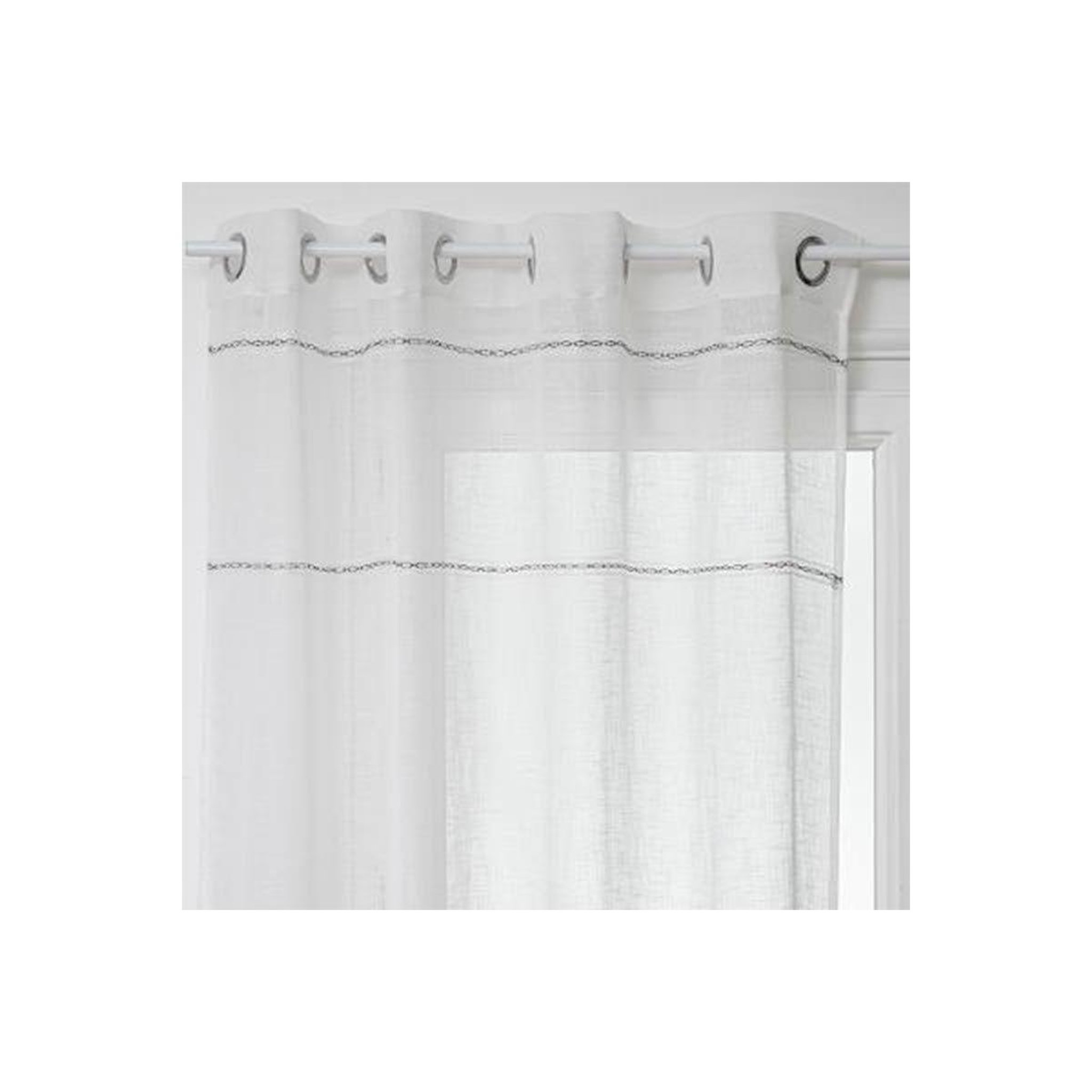 Voir la diapositive 1 : ATMOSPHERA Rideau voilage à œillets  indi  140x240cm blanc