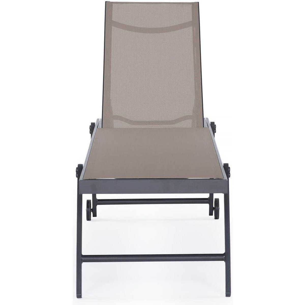 Habitat et Jardin Lot de 2 bains de soleil textilène aluminium  Jolia  - Gris foncé / Taupe