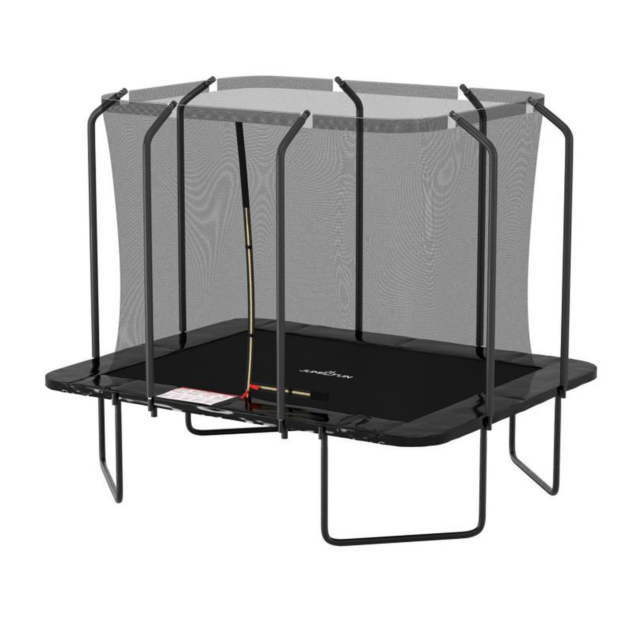 Voir la diapositive 1 : JUMP4FUN Trampoline extérieur Luxury Rectangle Noir - 244x305cm - avec Echelle, Tapis de Saut, Matelas de protection et Filet de sécurité