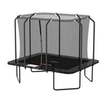 JUMP4FUN Trampoline extérieur Luxury Rectangle Noir - 244x305cm - avec Echelle, Tapis de Saut, Matelas de protection et Filet de sécurité
