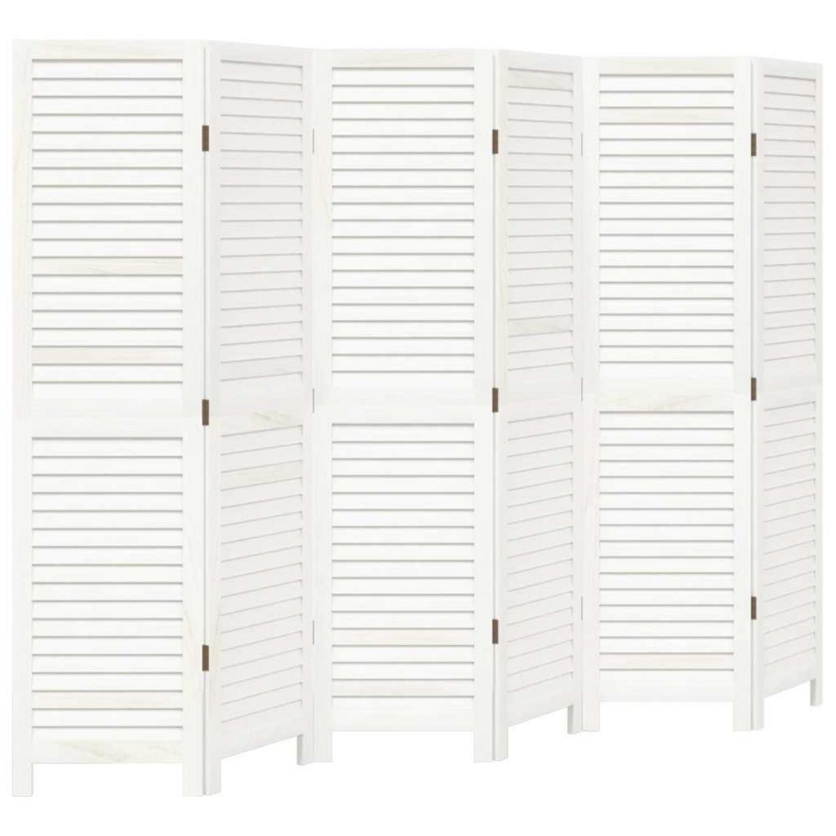 VIDAXL Cloison de separation 6 panneaux blanc bois de paulownia massif