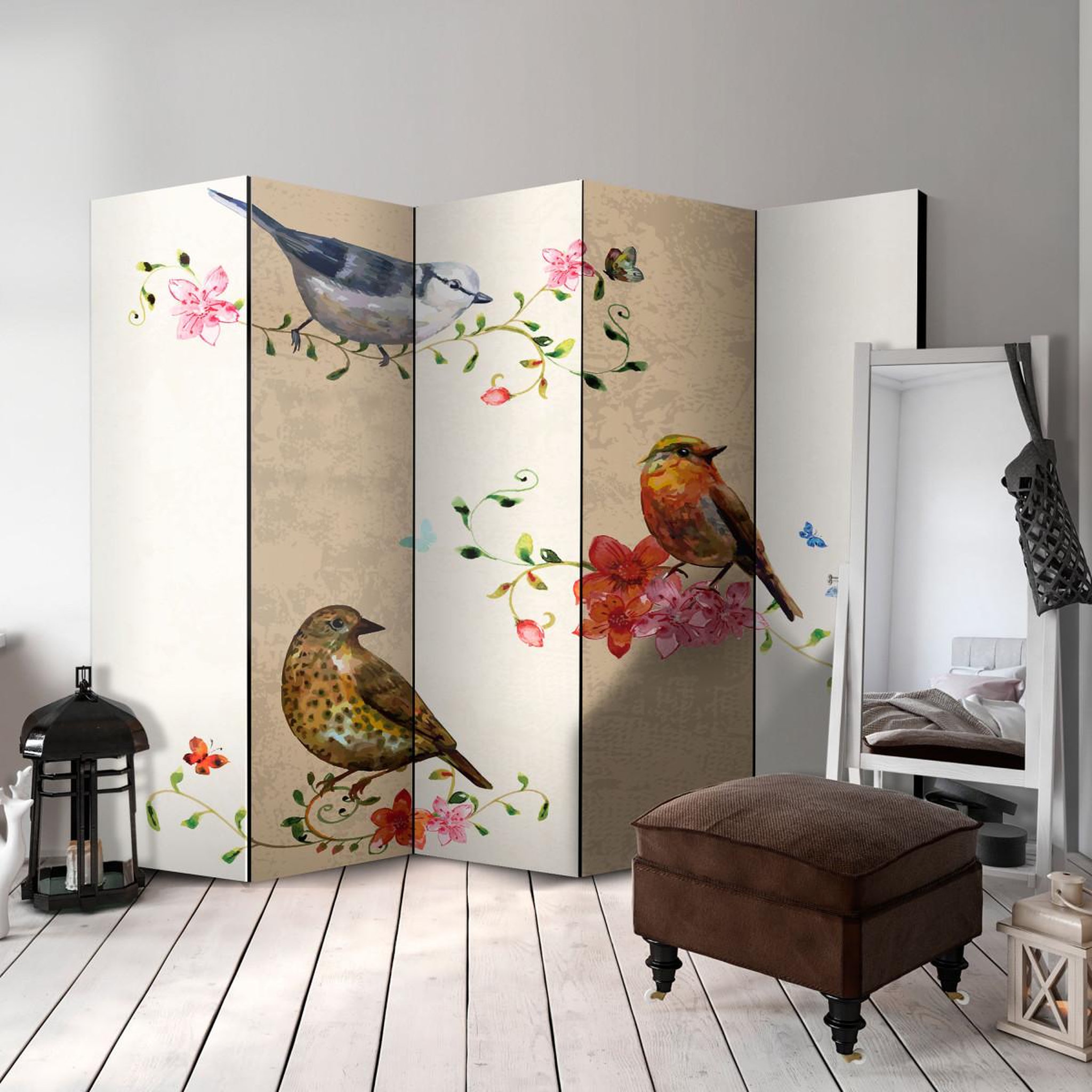 Voir la diapositive 2 : Paris Prix Paravent 5 volets  bird song  172x225cm