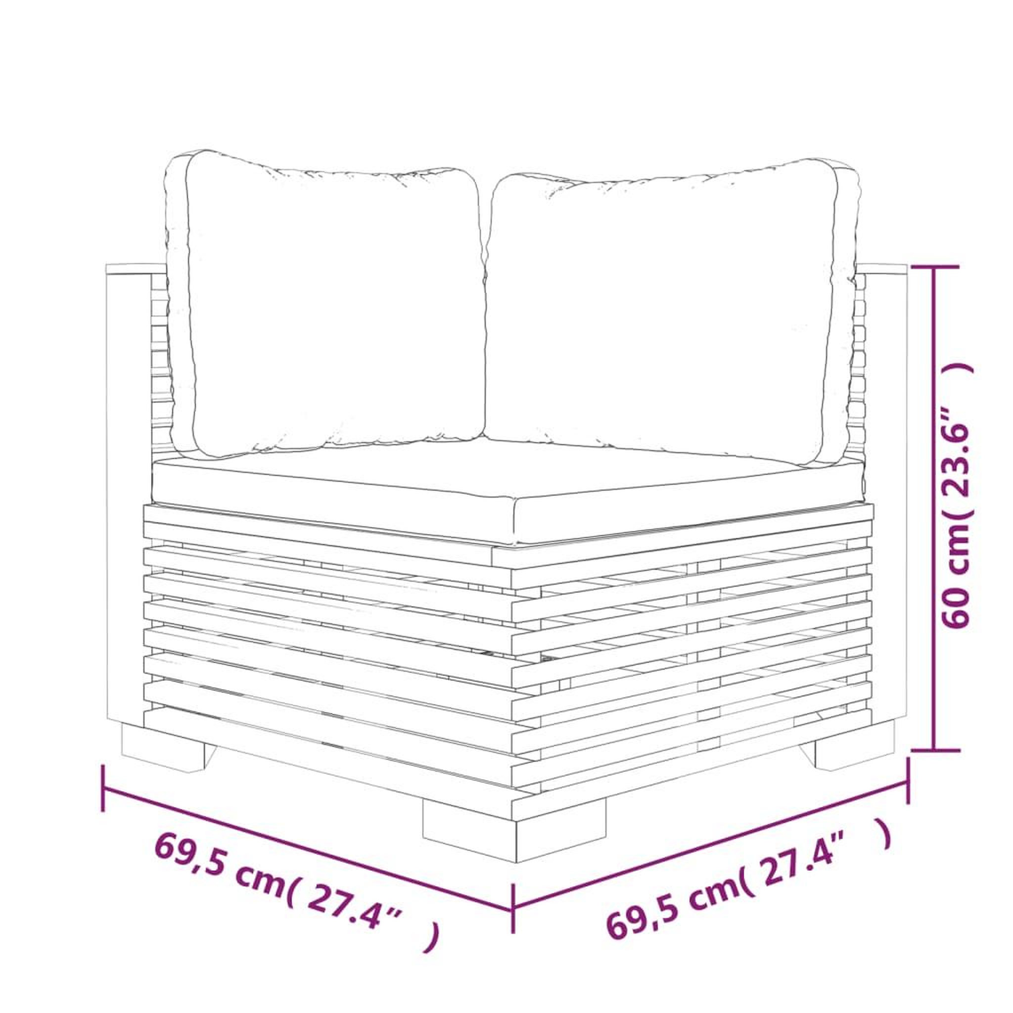 Voir la diapositive 5 : VIDAXL Canapes d'angle de jardin et coussins 2 pcs Bois teck massif