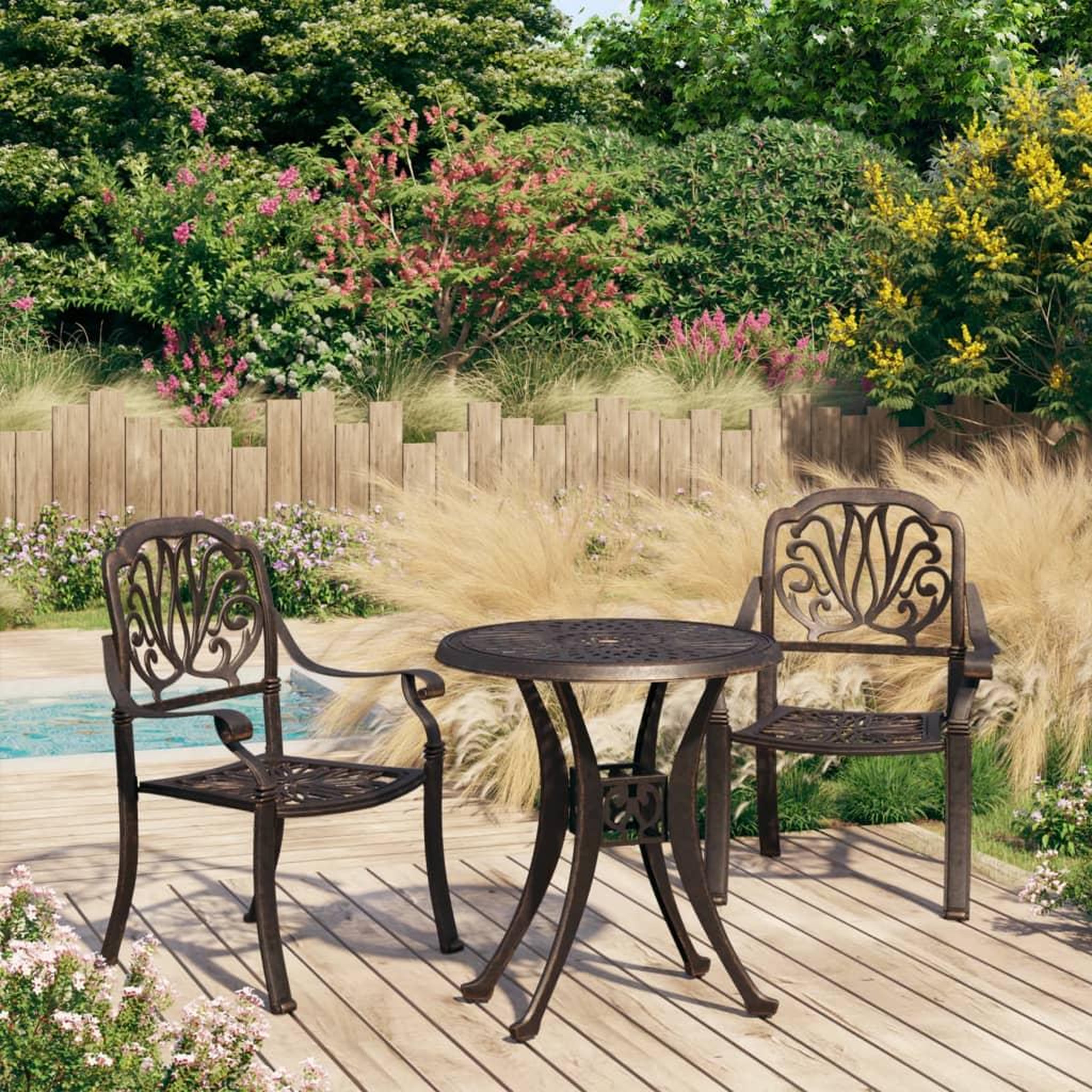 Voir la diapositive 1 : VIDAXL Ensemble de bistro 3 pcs Aluminium coule Bronze