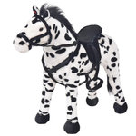VIDAXL Jouet en peluche Cheval Noir et blanc XXL