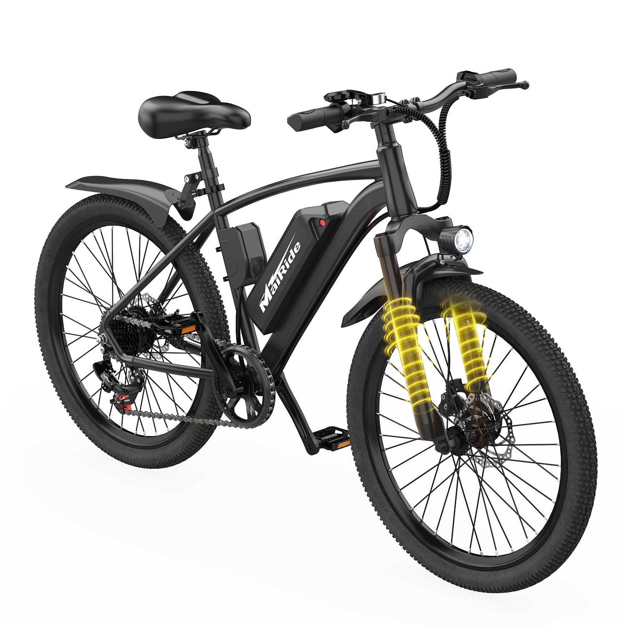 Voir la diapositive 2 : MAIRIDE Vélo Électrique 26" Mairide Q7, 36V 10Ah, 7 Vitesses, noir