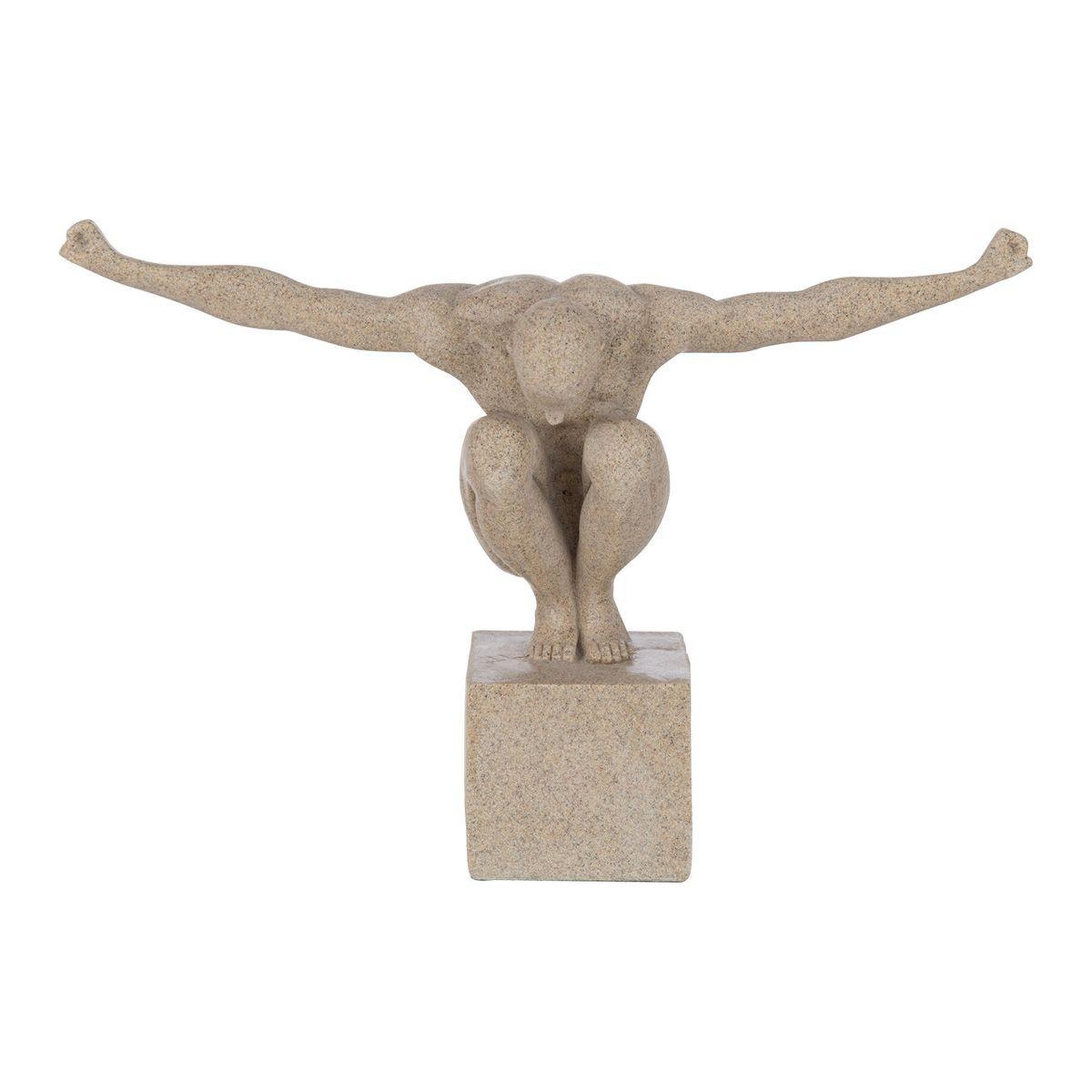 J-LINE Statuette déco sur socle  athlète  32cm beige