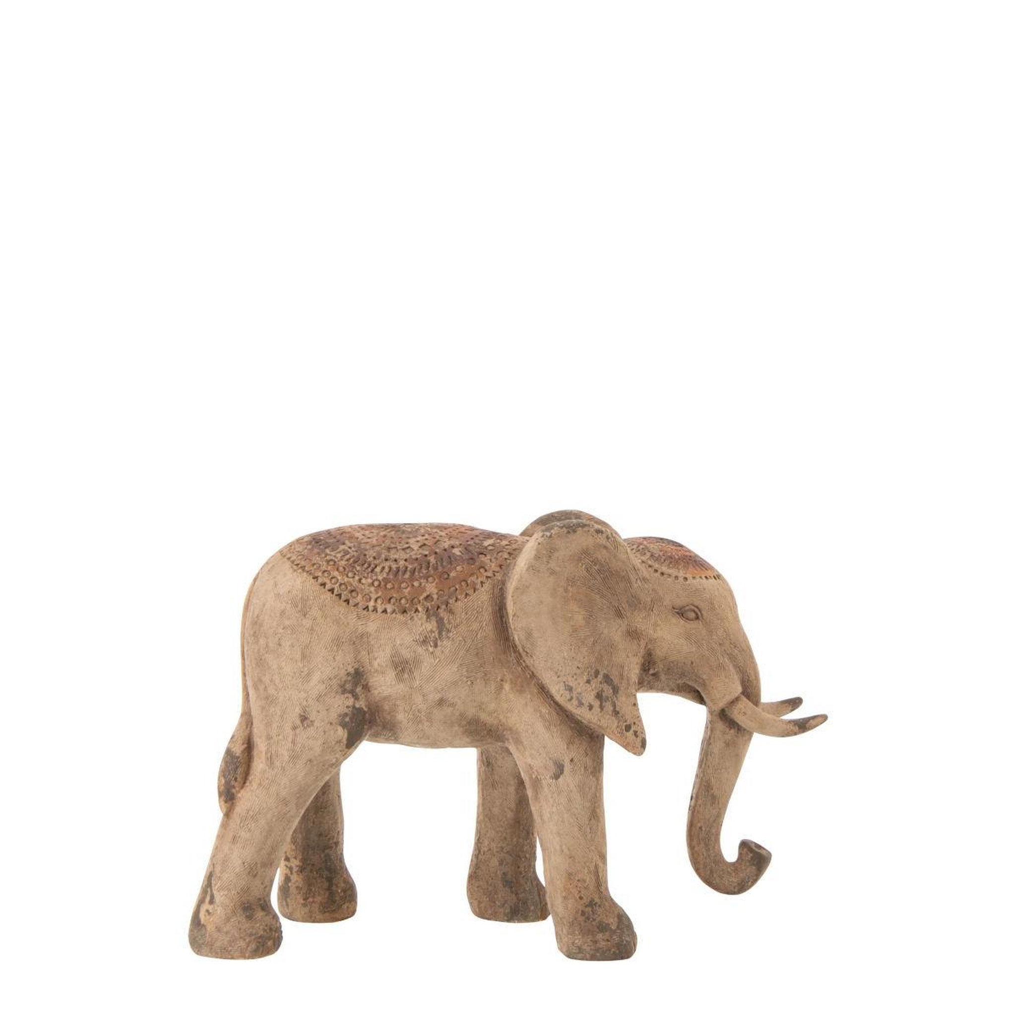 Voir la diapositive 3 : J-LINE Statue éléphant extérieur  antik  80cm multicolore