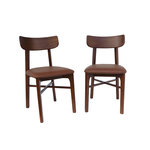 SWEEEK Lot de 2 chaises bois d'hévéa et assise simili cuir marron. vintage. L 43.5 x P 48 x H 81cm